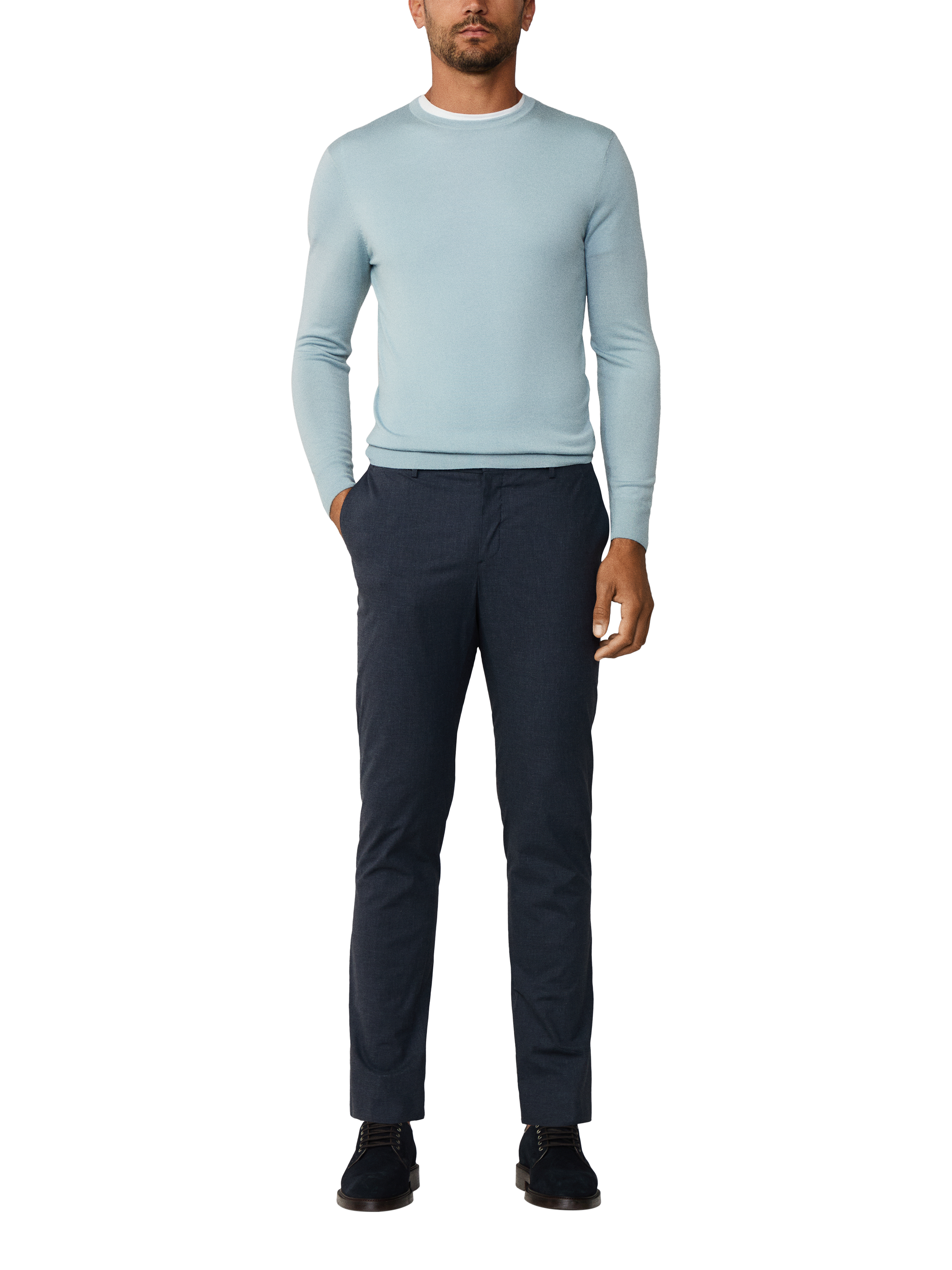 Product image 2 of 7, which shows Hackett London Wool Blend Crew Neck Jumper, Lagoon Blue, XXL