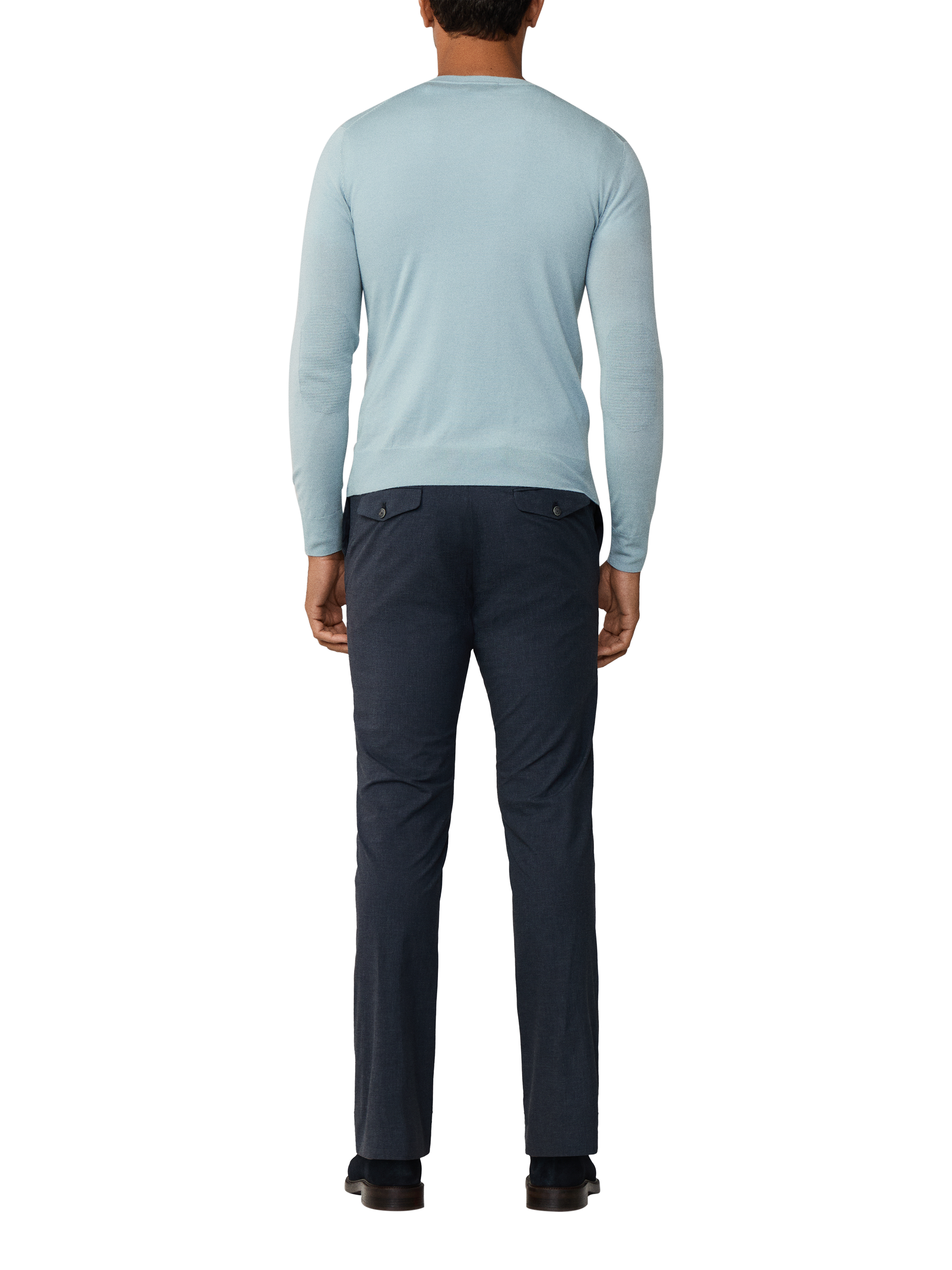 Product image 3 of 7, which shows Hackett London Wool Blend Crew Neck Jumper, Lagoon Blue, XXL