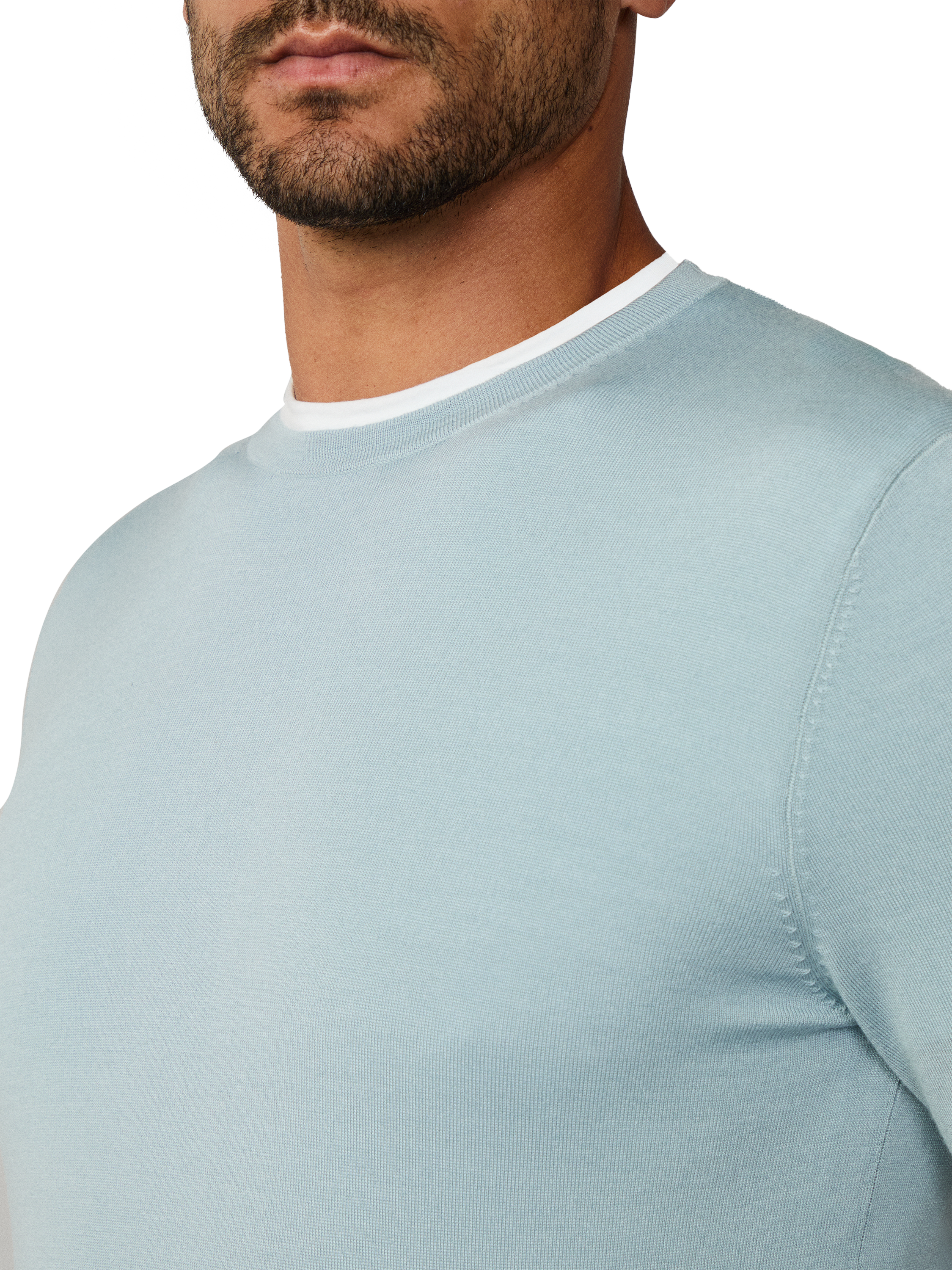 Product image 5 of 7, which shows Hackett London Wool Blend Crew Neck Jumper, Lagoon Blue, XXL