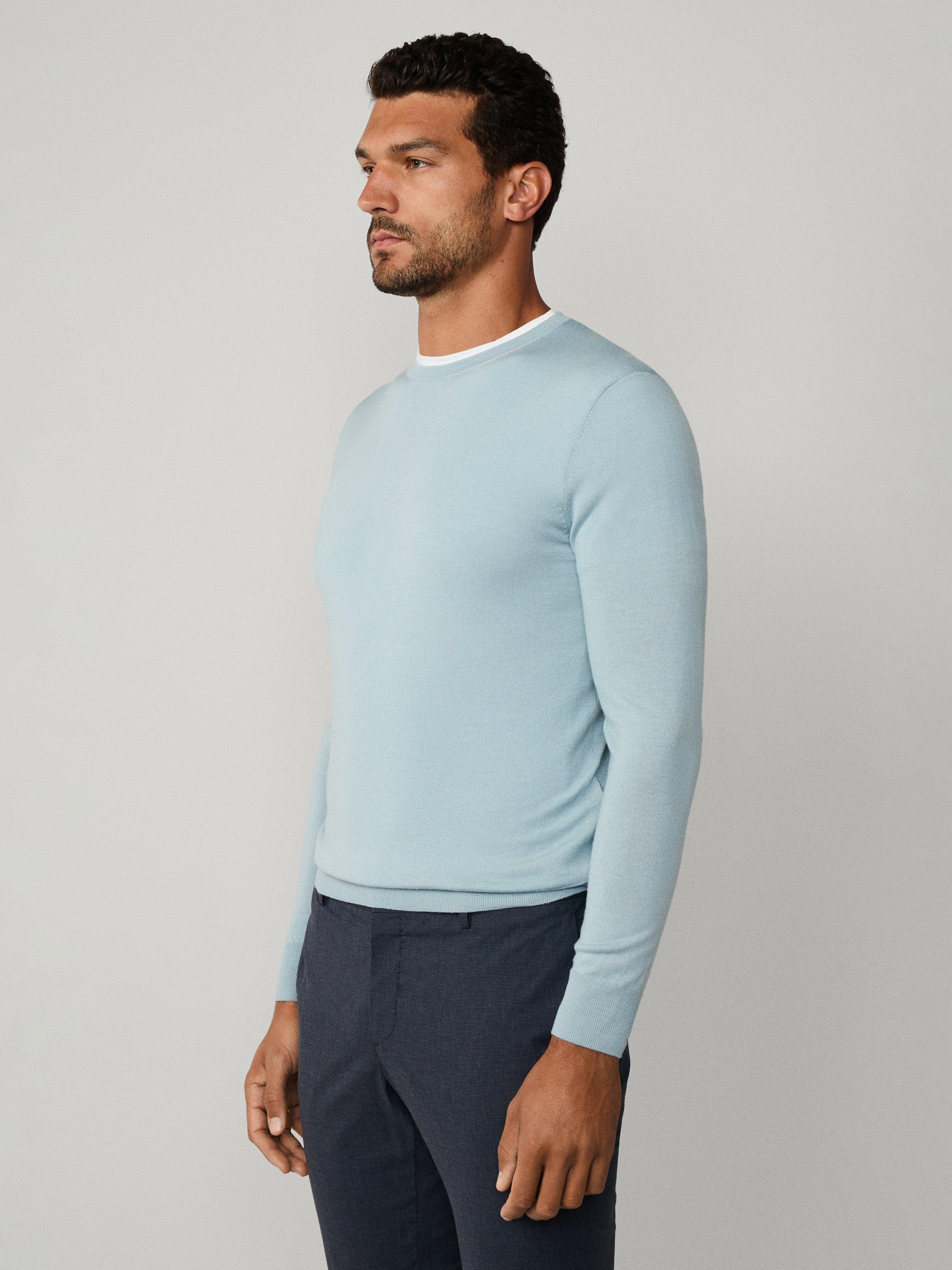 Product image 7 of 7, which shows Hackett London Wool Blend Crew Neck Jumper, Lagoon Blue, XXL