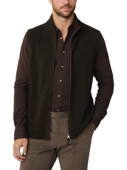 Hackett London Merino Wool High Neck Gilet, Hunter Green, Hunter Green