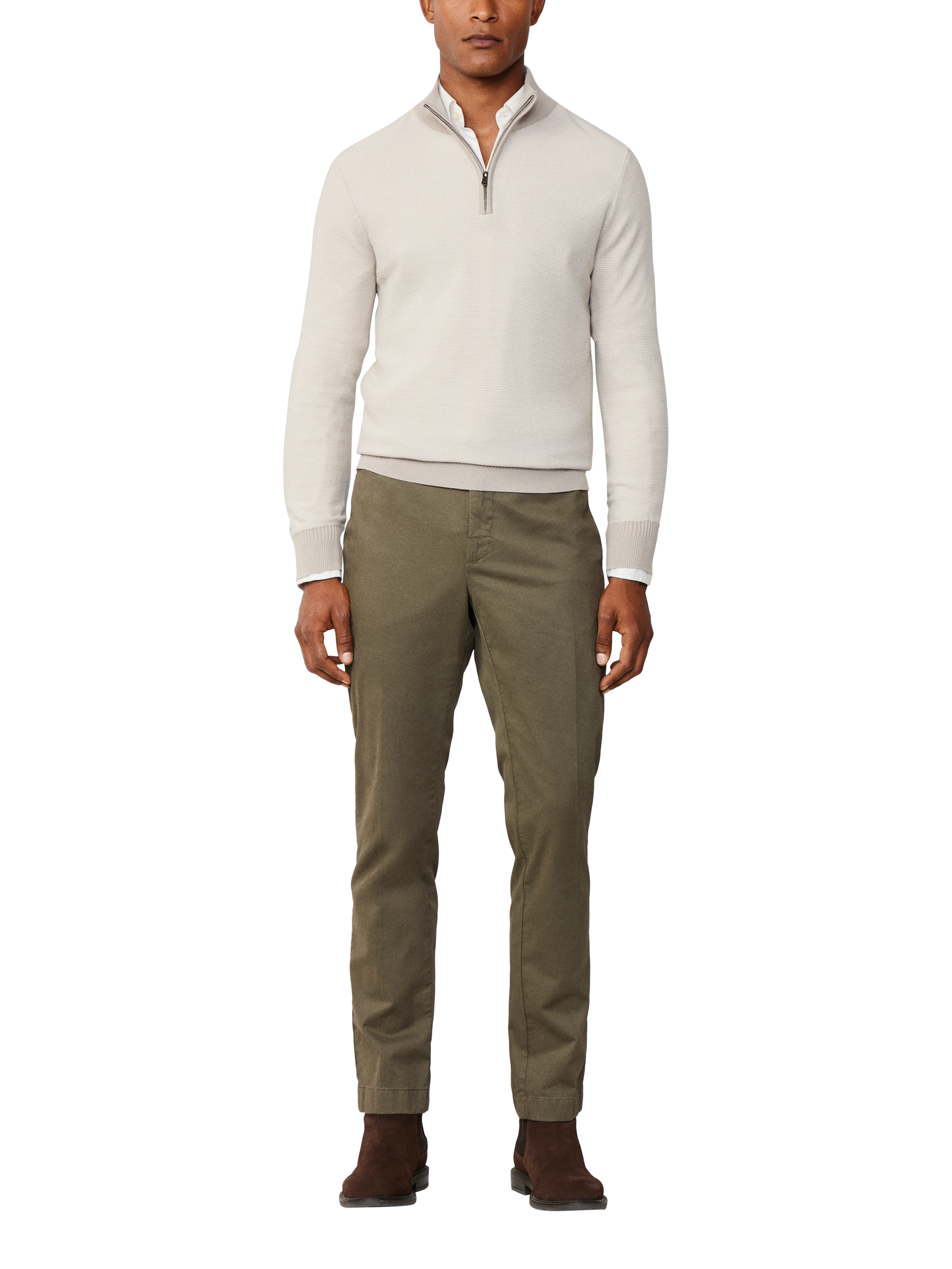 Product image 2 of 7, which shows Hackett London Merino Wool Quarter Zip Jumper, Off White, XXL