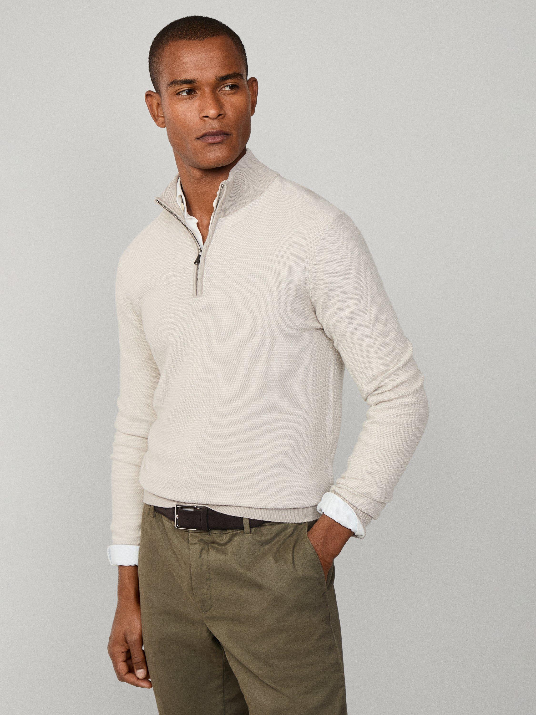 Product image 7 of 7, which shows Hackett London Merino Wool Quarter Zip Jumper, Off White, XXL