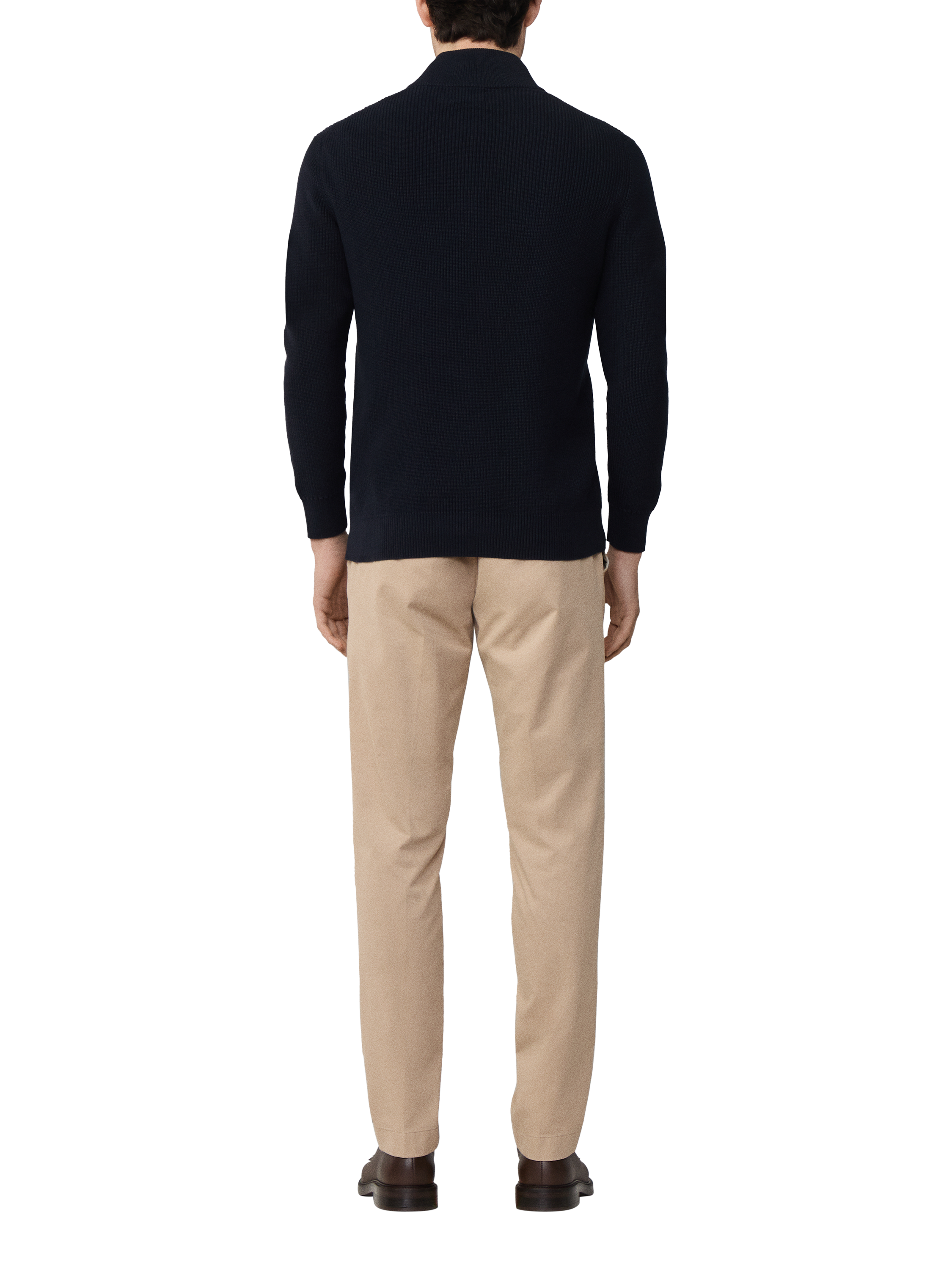 Product image 3 of 5, which shows Hackett London Cotton Blend Zip Neck Jumper, Midnight Blue, XXXL