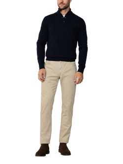 Hackett London Wool Button Neck Jumper - view 2, Midnight Blue