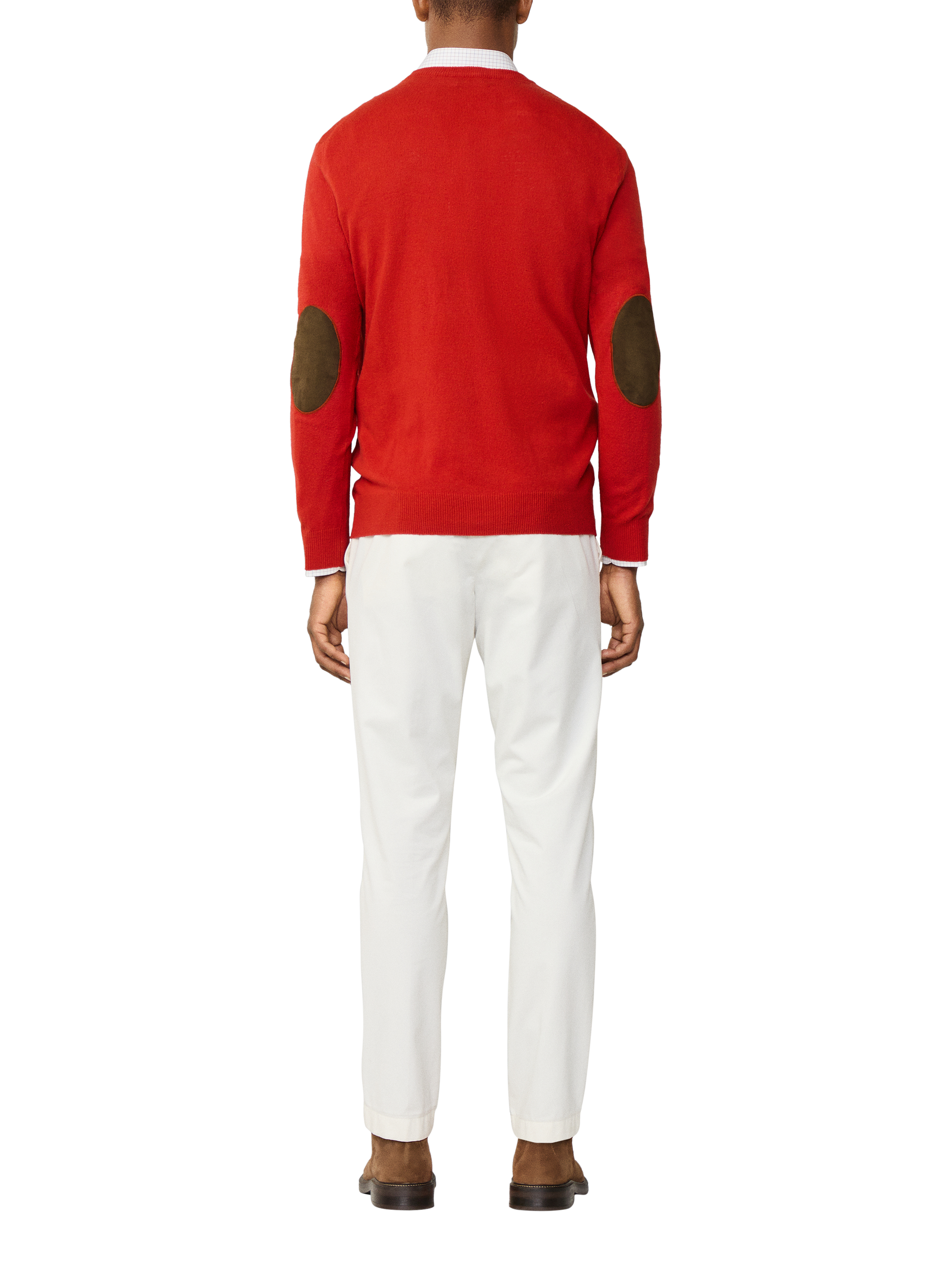 Product image 3 of 7, which shows Hackett London Cashmere Blend V Neck Jumper, Burnt Orange, XS