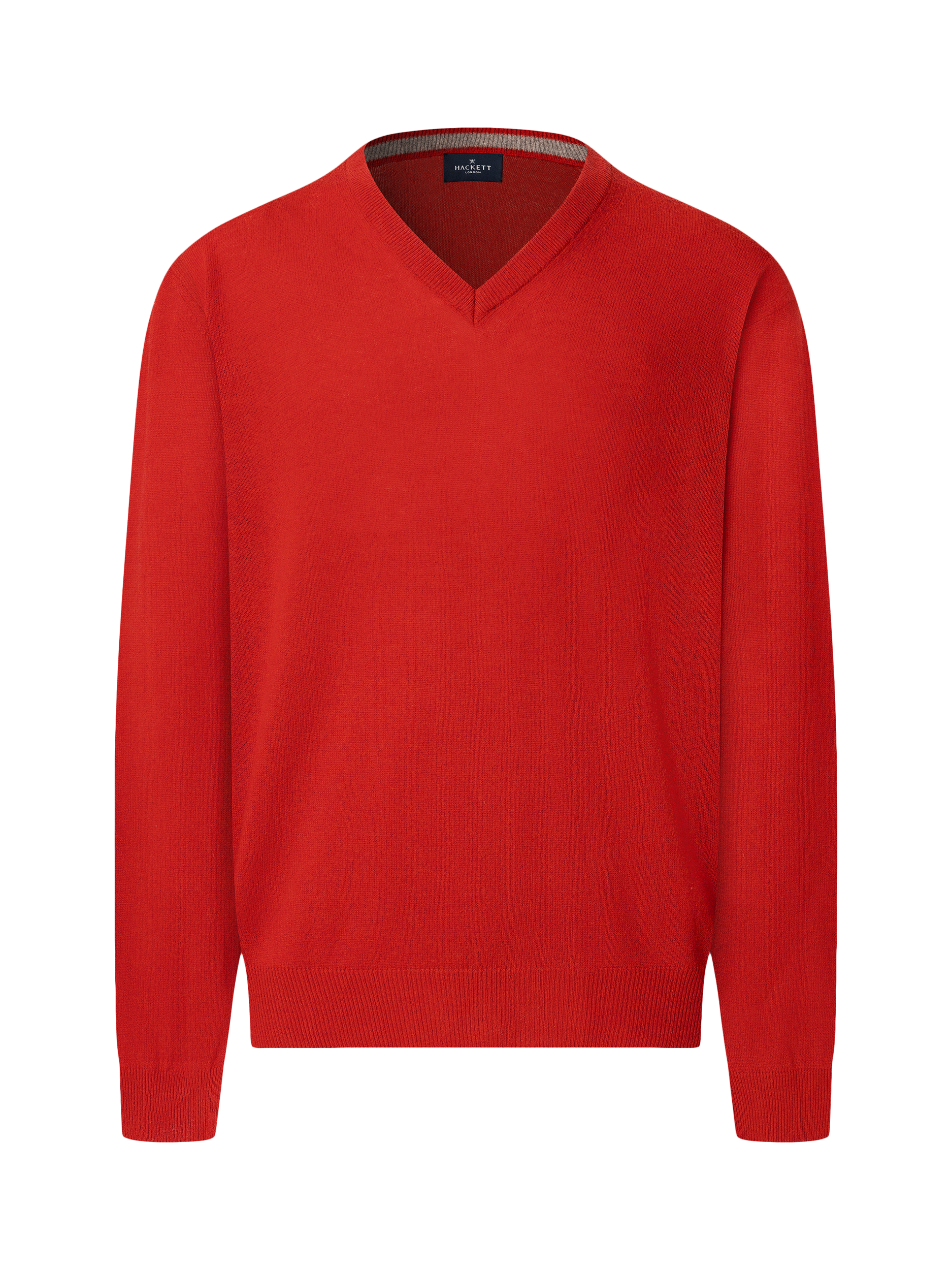 Product image 4 of 7, which shows Hackett London Cashmere Blend V Neck Jumper, Burnt Orange, XS