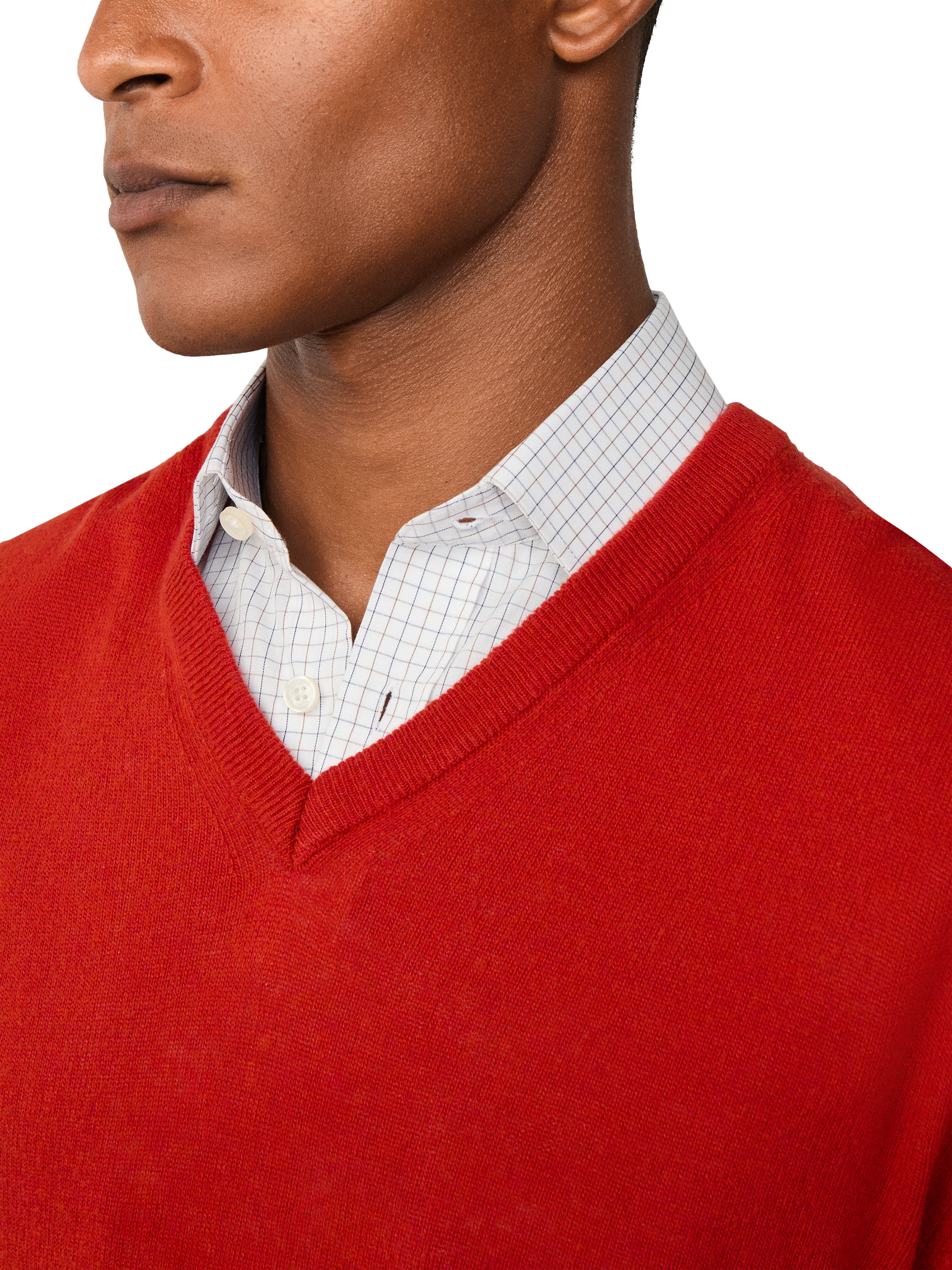 Product image 5 of 7, which shows Hackett London Cashmere Blend V Neck Jumper, Burnt Orange, XS