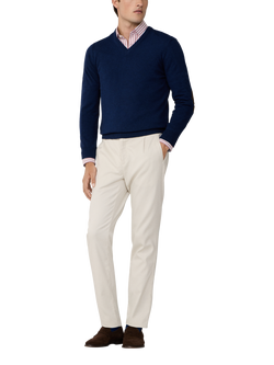 Hackett London Cashmere Blend V Neck Jumper - view 2, Denim Blue