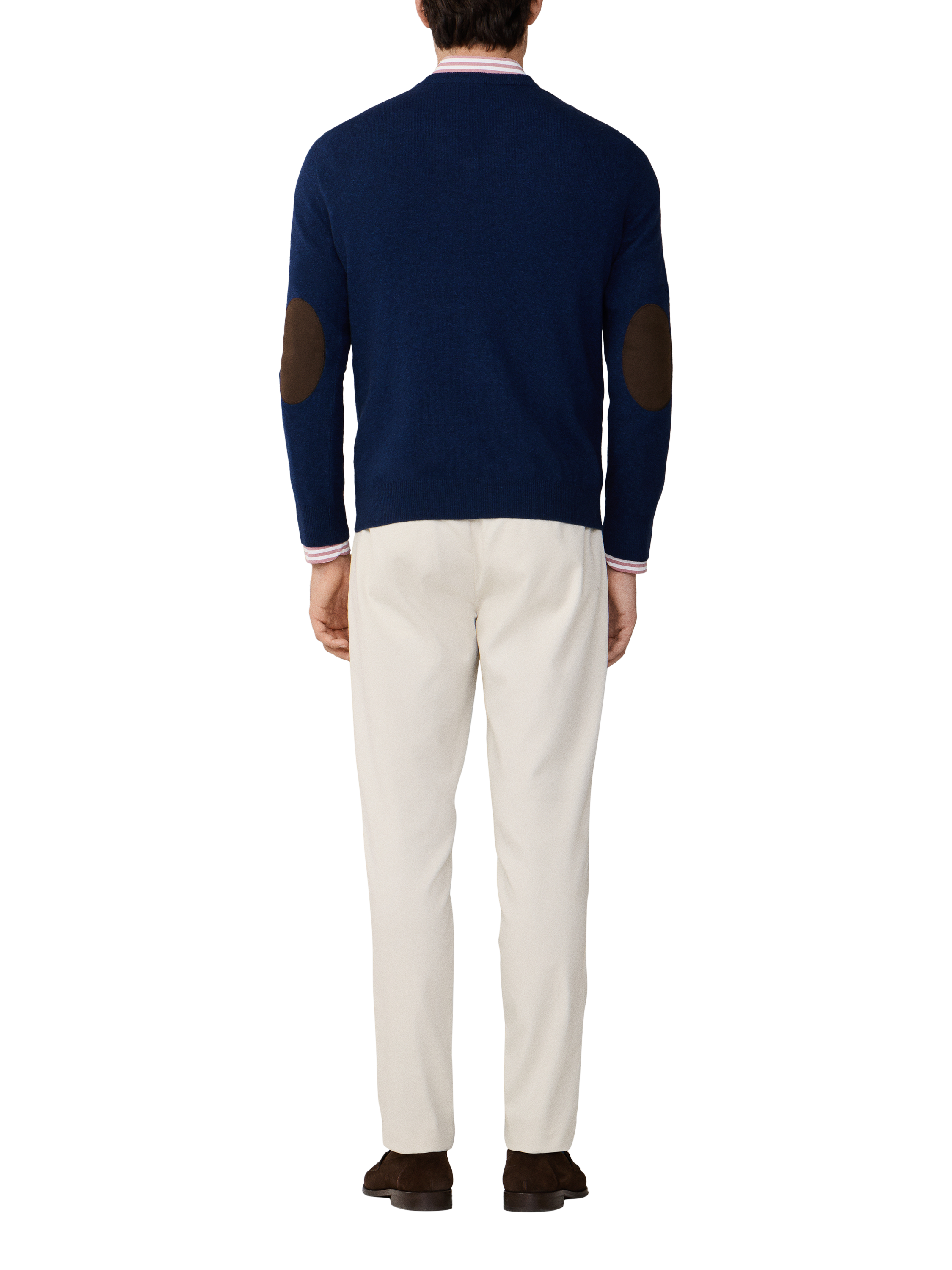 Product image 3 of 7, which shows Hackett London Cashmere Blend V Neck Jumper, Denim Blue, XXL