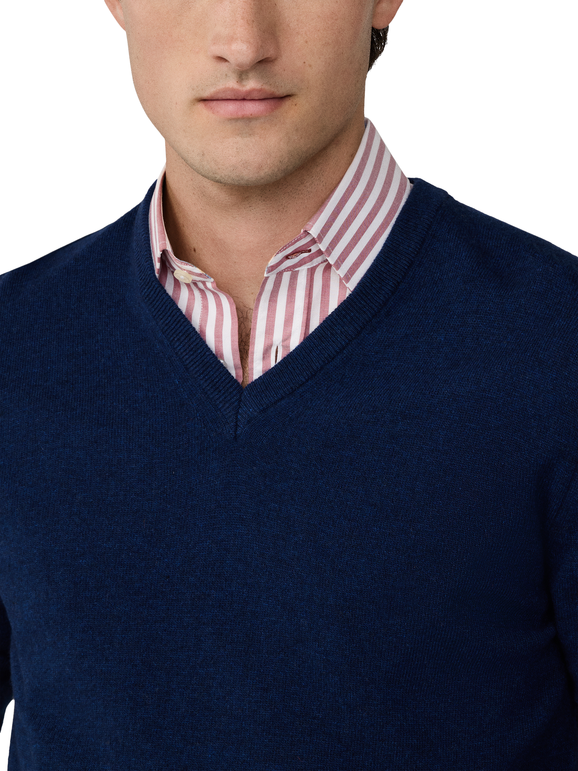 Product image 5 of 7, which shows Hackett London Cashmere Blend V Neck Jumper, Denim Blue, XXL