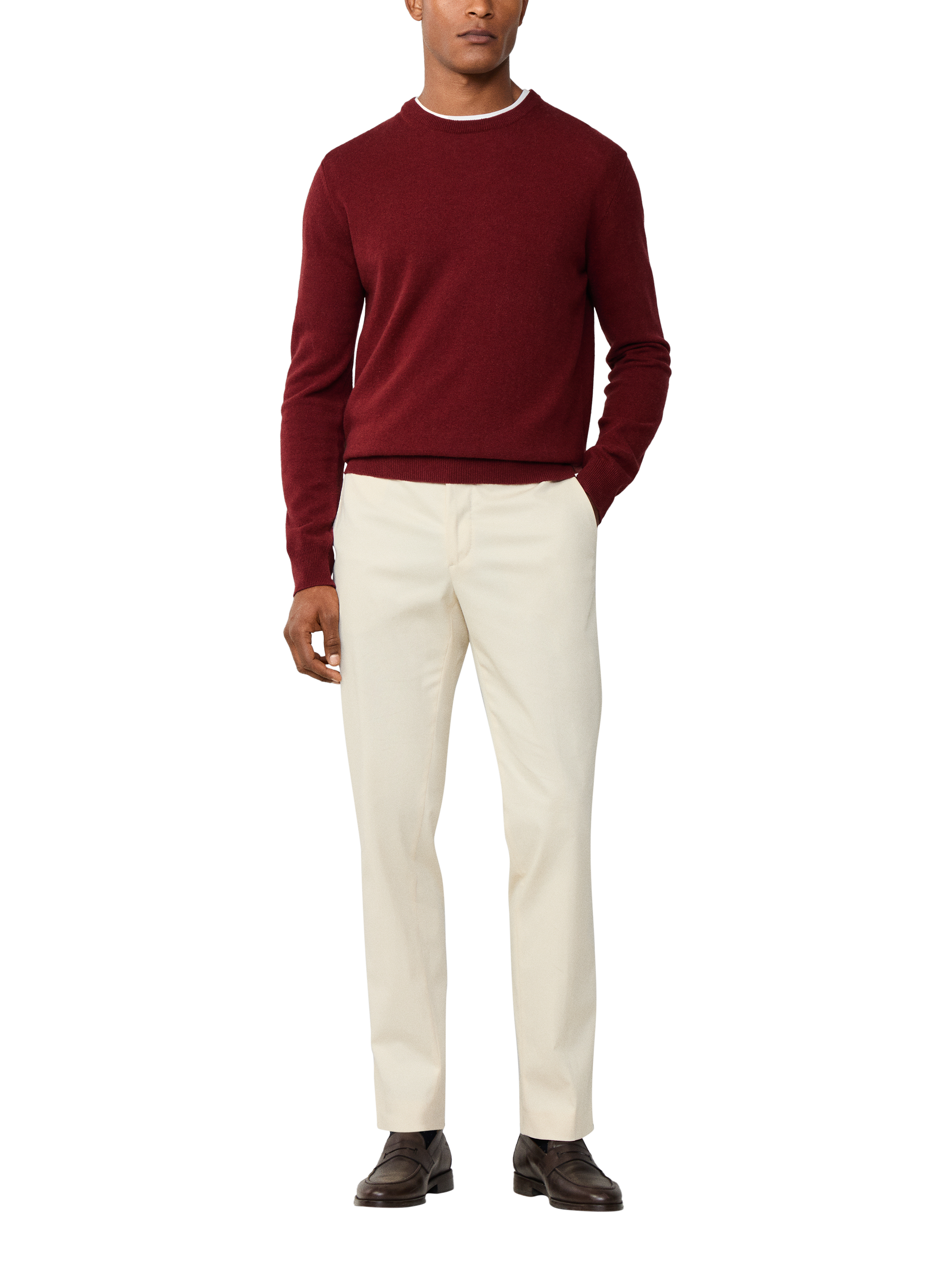 Product image 2 of 8, which shows Hackett London Cashmere Blend Crew Neck Jumper, Burgundy Red, XXXL