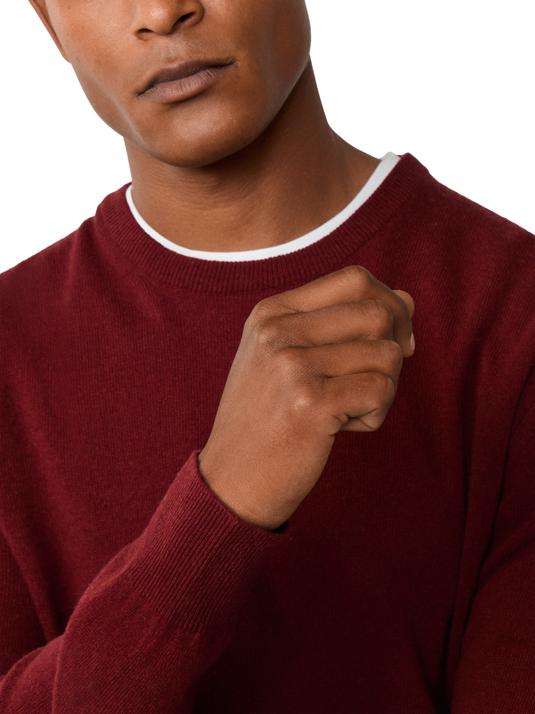 Product image 5 of 8, which shows Hackett London Cashmere Blend Crew Neck Jumper, Burgundy Red, XXXL