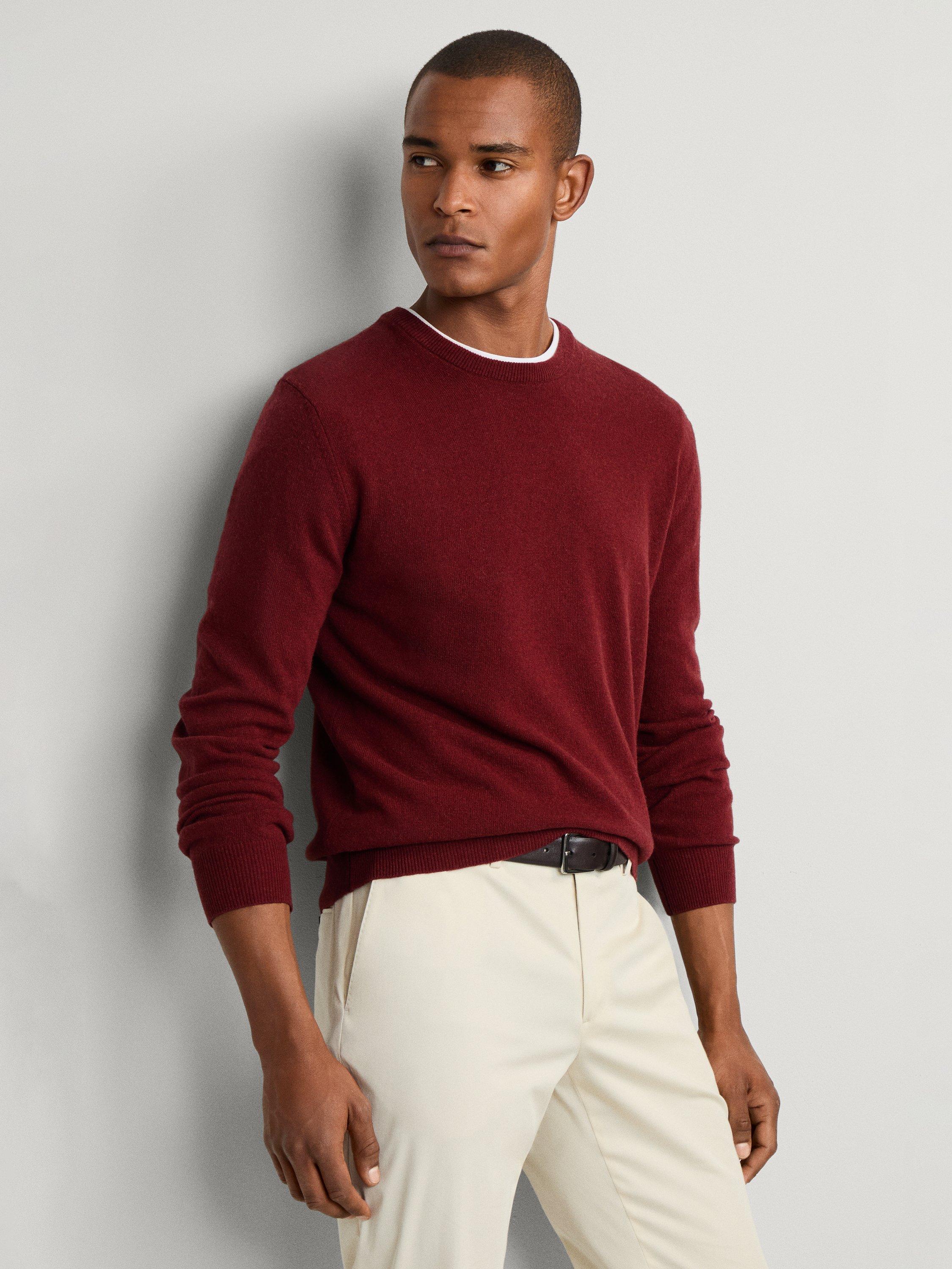 Product image 8 of 8, which shows Hackett London Cashmere Blend Crew Neck Jumper, Burgundy Red, XXXL