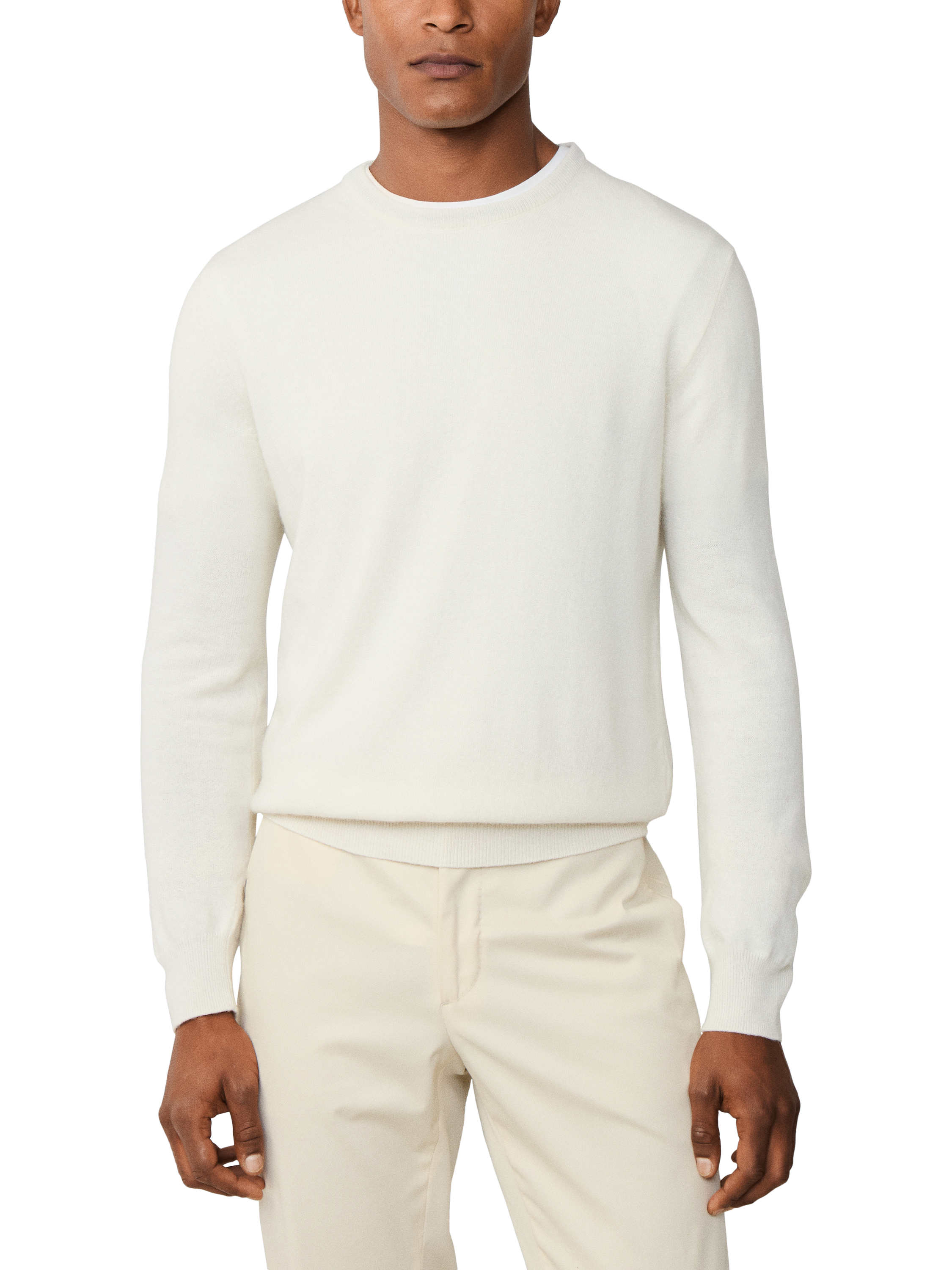 Product image 1 of 8, which shows Hackett London Cashmere Blend V Neck Jumper, White, XS