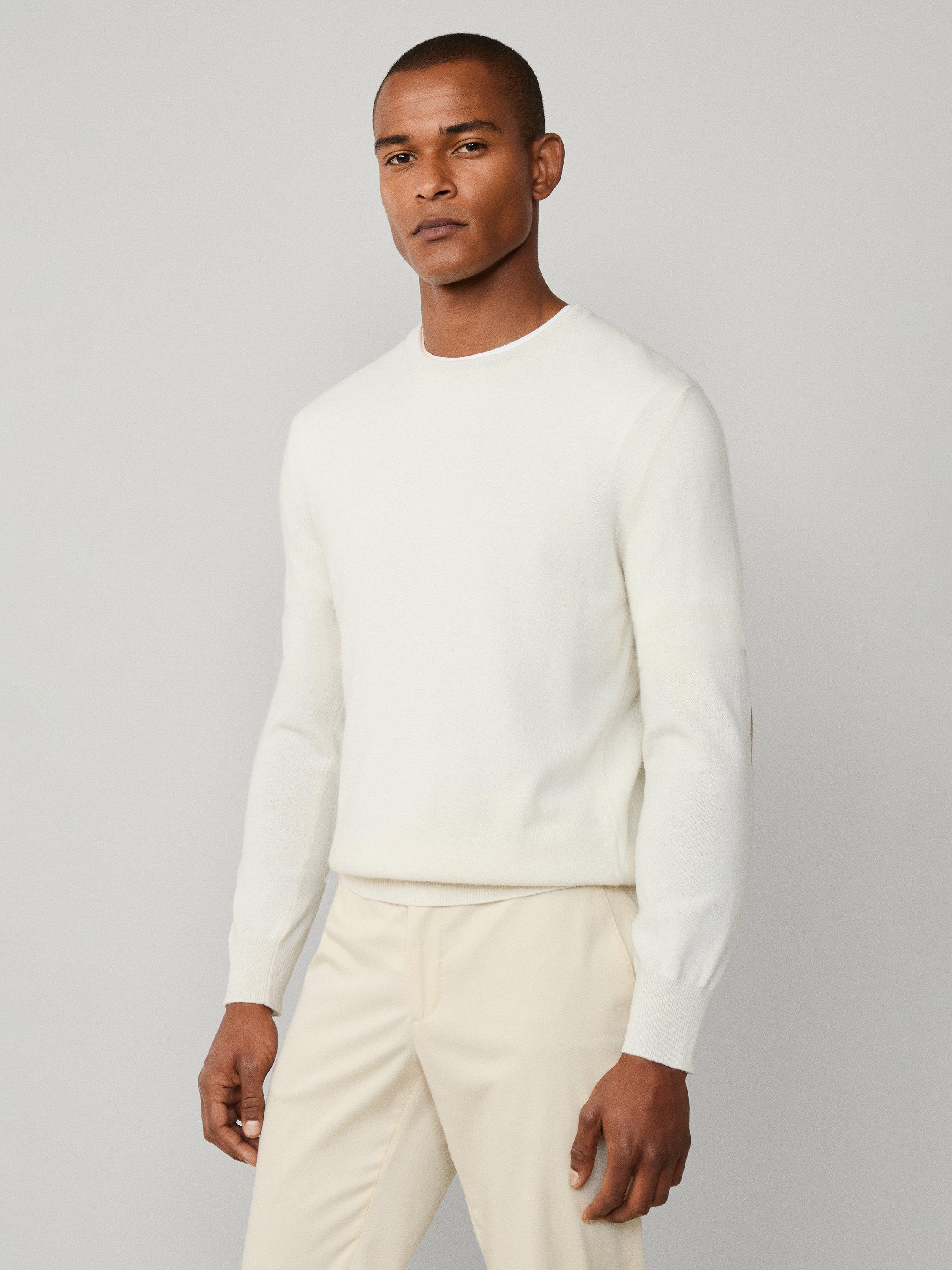Product image 7 of 8, which shows Hackett London Cashmere Blend V Neck Jumper, White, XS
