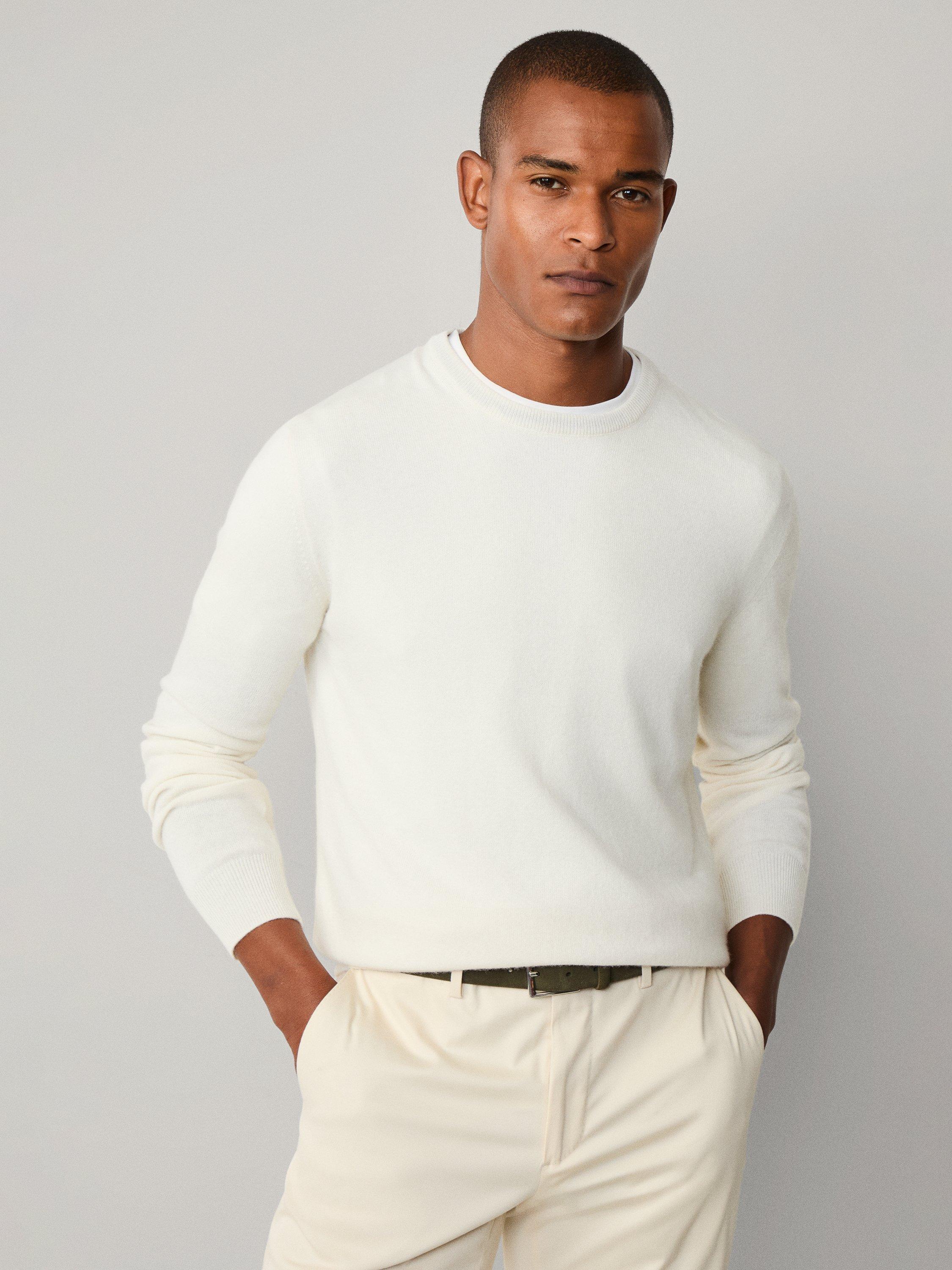 Product image 8 of 8, which shows Hackett London Cashmere Blend V Neck Jumper, White, XS
