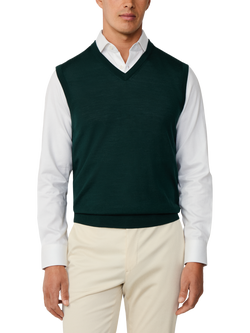 Hackett London Wool Blend Sleeveless V Neck Vest, Dark Green