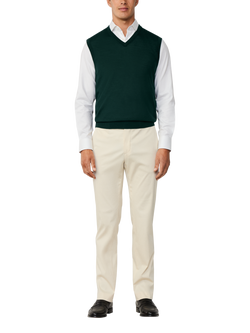 Hackett London Wool Blend Sleeveless V Neck Vest - view 2, Dark Green