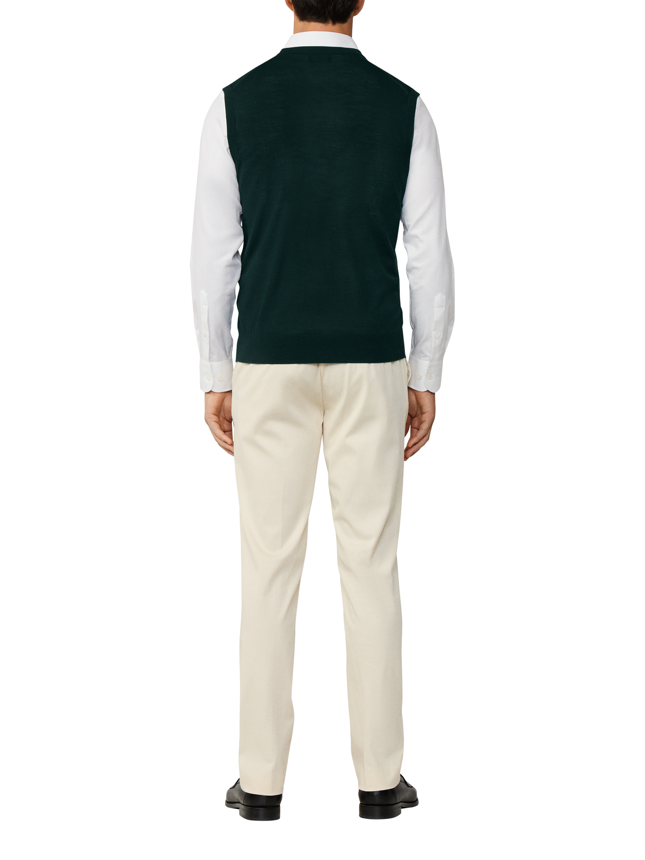 Product image 3 of 7, which shows Hackett London Wool Blend Sleeveless V Neck Vest, Dark Green, XXL