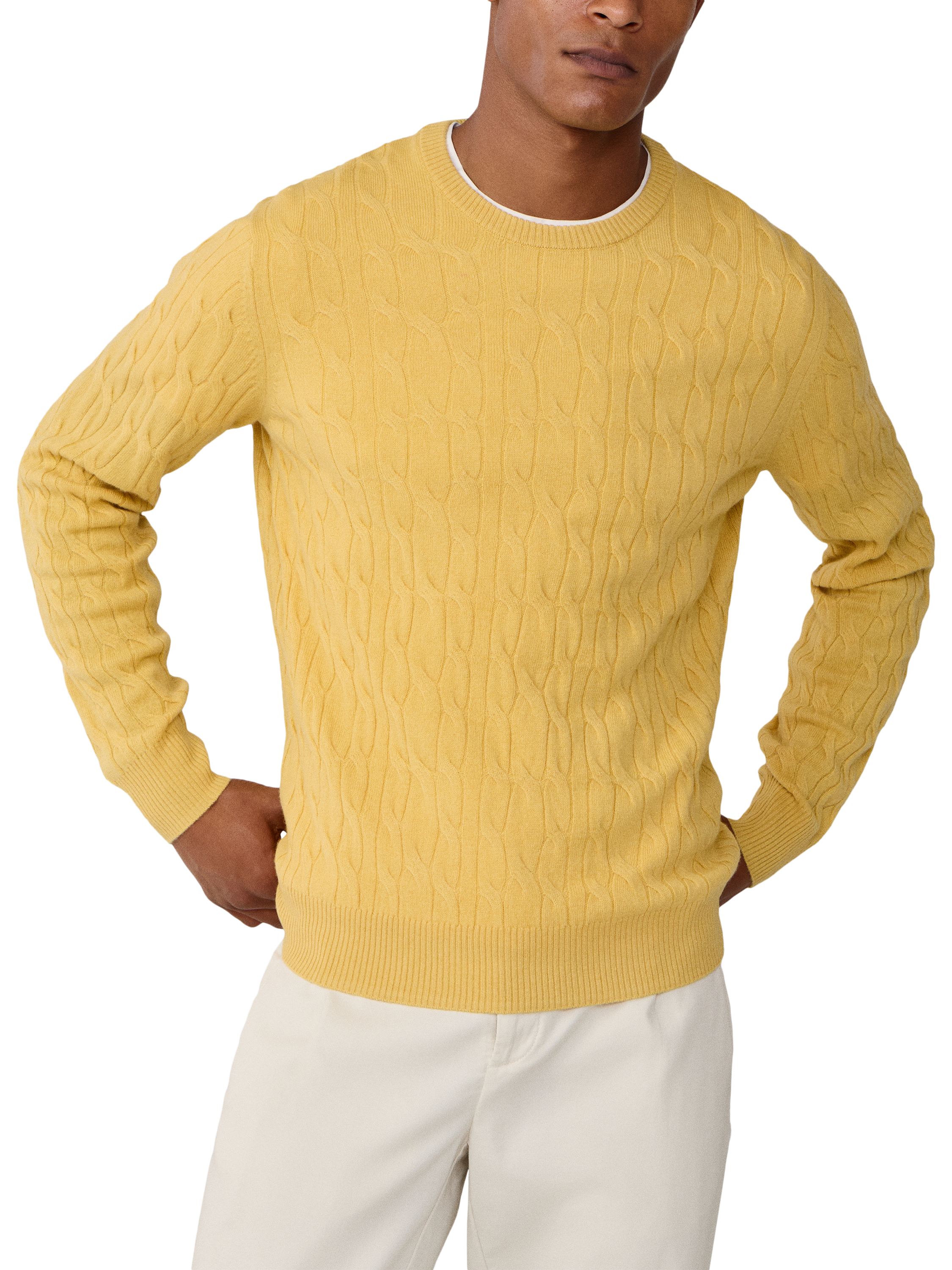 Product image 1 of 7, which shows Hackett London Wool Crew Neck Jumper, Lemon Yellow, XXXL