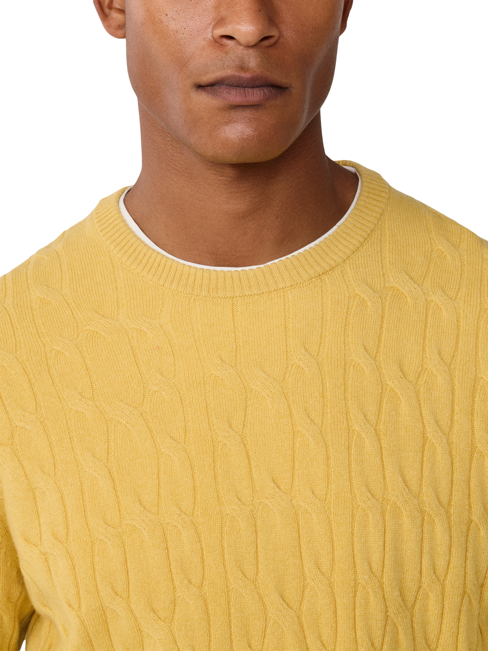 Product image 5 of 7, which shows Hackett London Wool Crew Neck Jumper, Lemon Yellow, XXXL