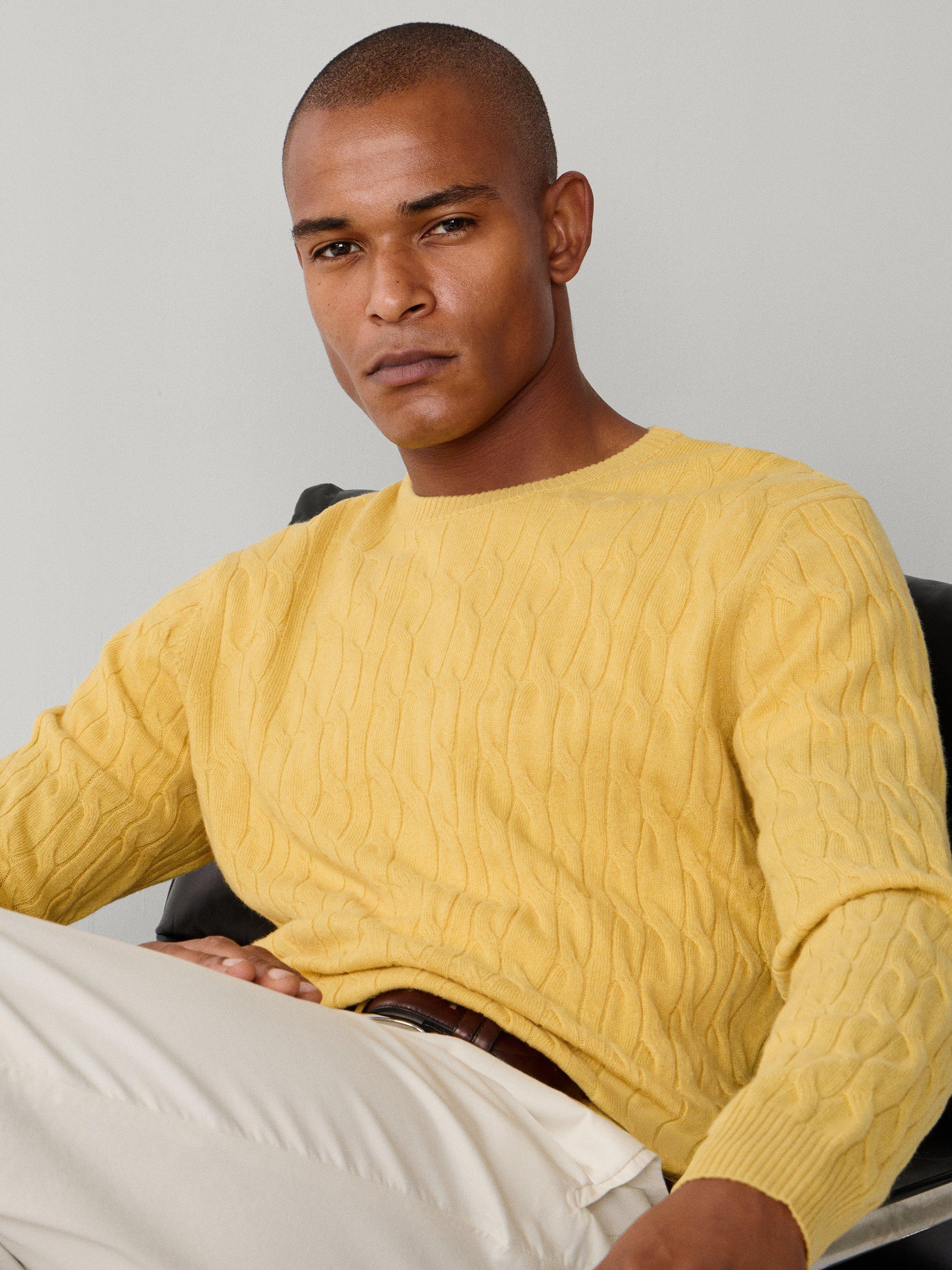 Product image 7 of 7, which shows Hackett London Wool Crew Neck Jumper, Lemon Yellow, XXXL