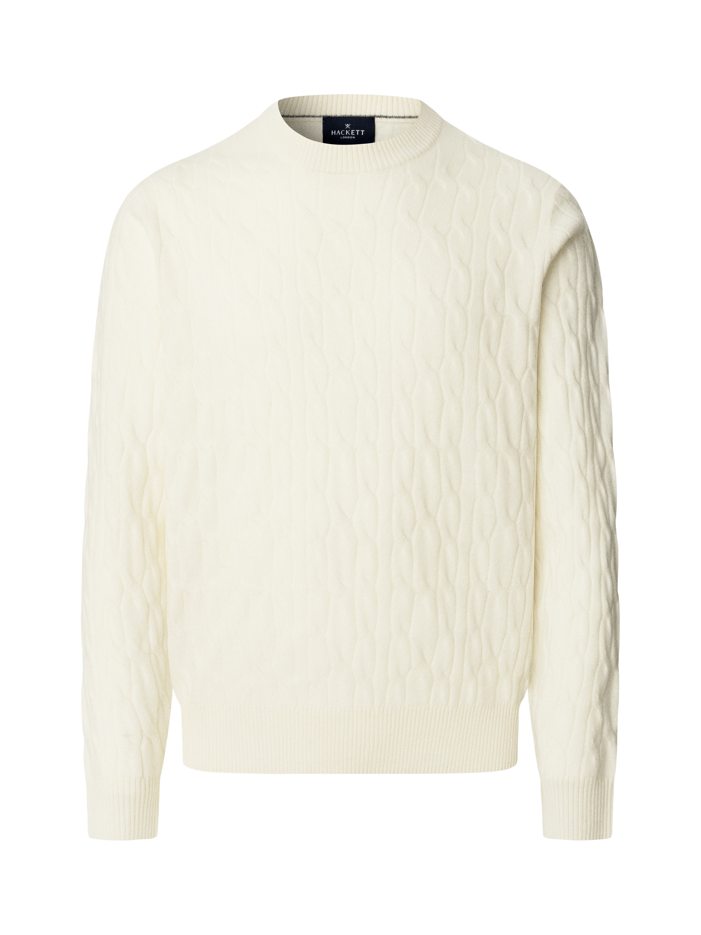 Product image 4 of 7, which shows Hackett London Wool Crew Neck Jumper, Off White, XXXL