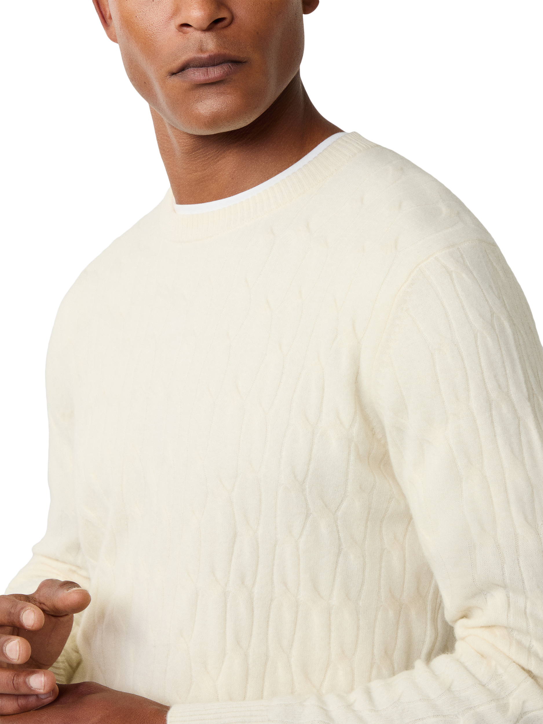 Product image 5 of 7, which shows Hackett London Wool Crew Neck Jumper, Off White, XXXL