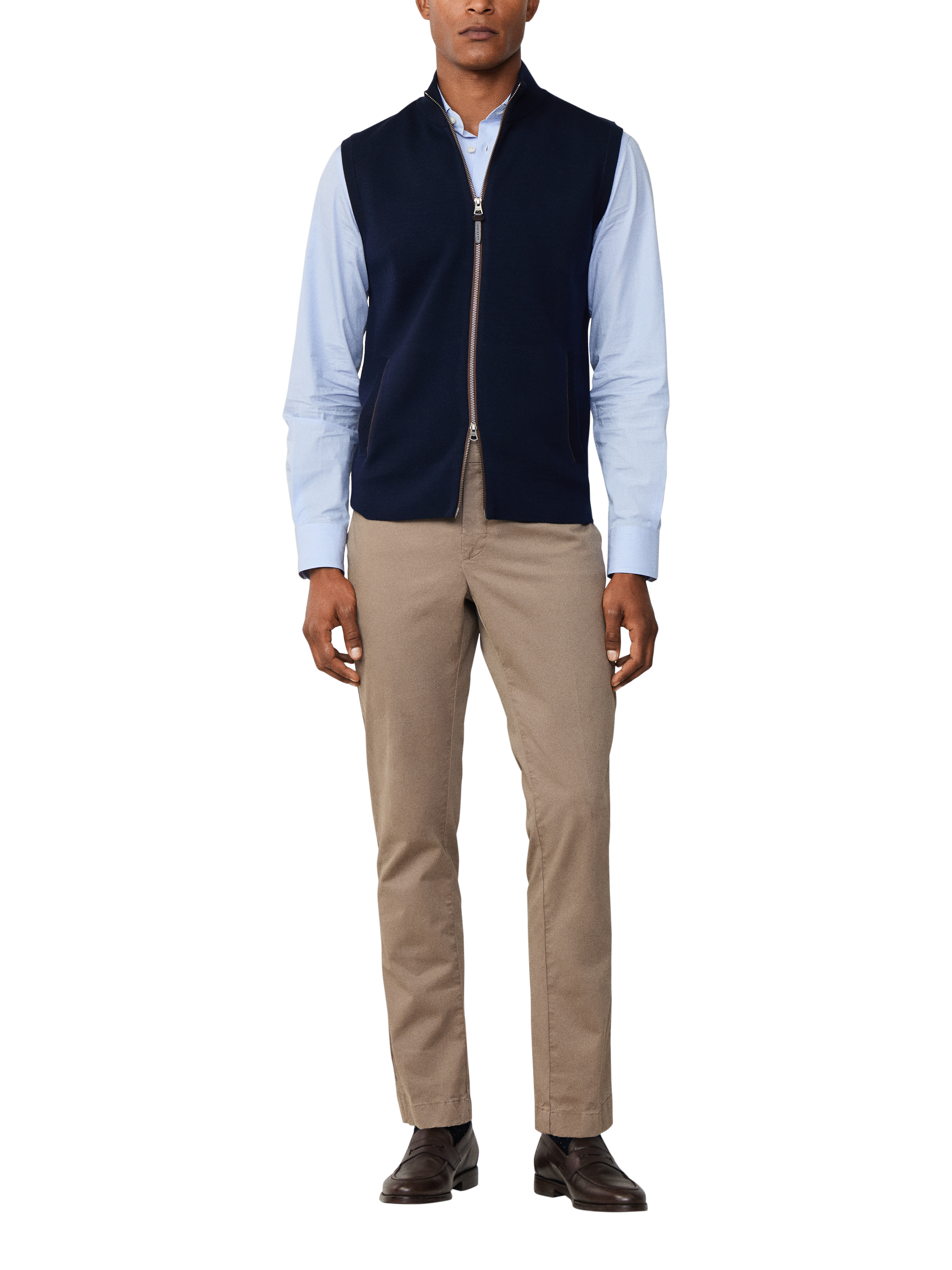 Product image 2 of 7, which shows Hackett London Wool Sleeveless High Neck Vest, Midnight Blue, XXL