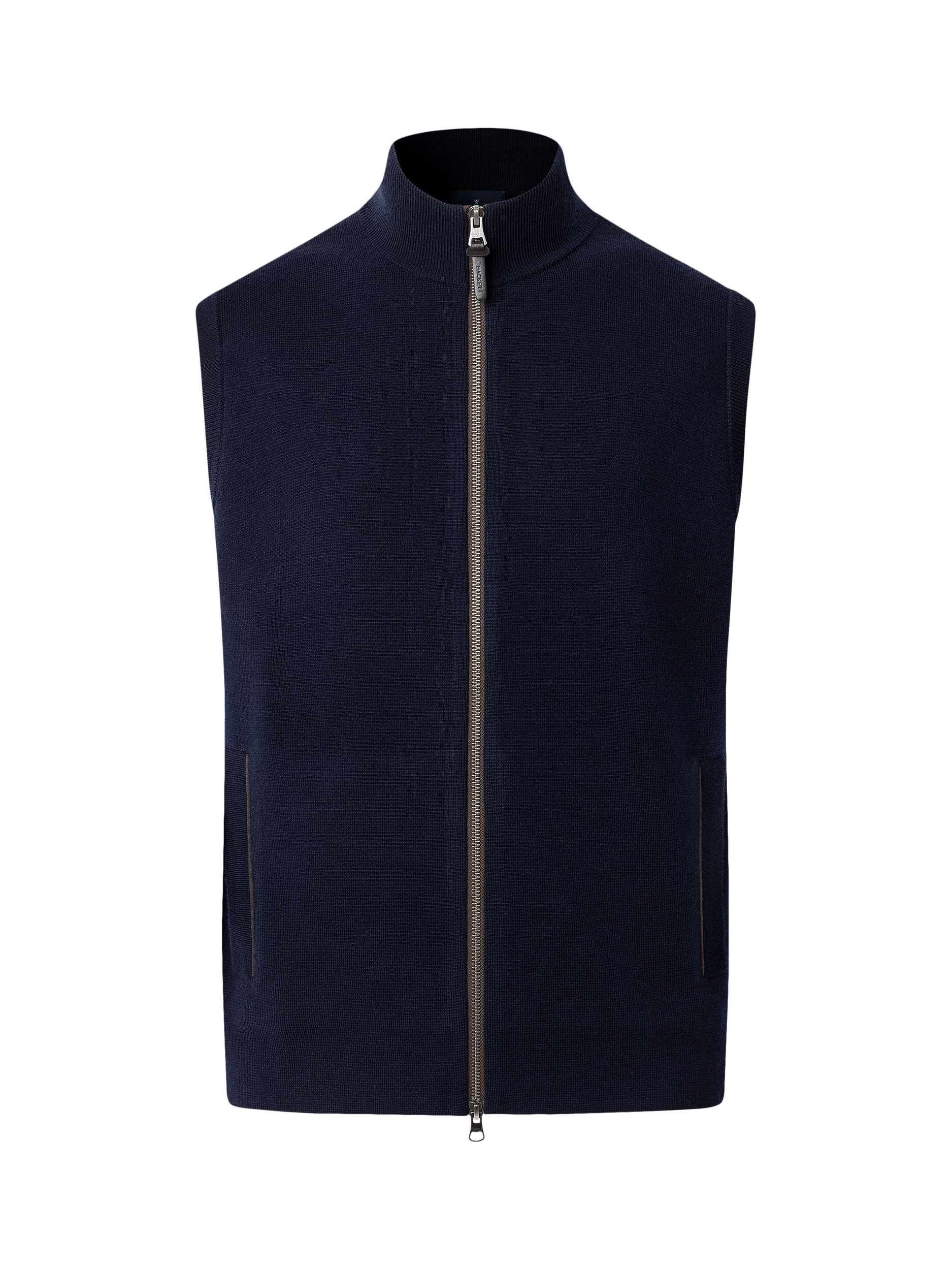 Product image 4 of 7, which shows Hackett London Wool Sleeveless High Neck Vest, Midnight Blue, XXL