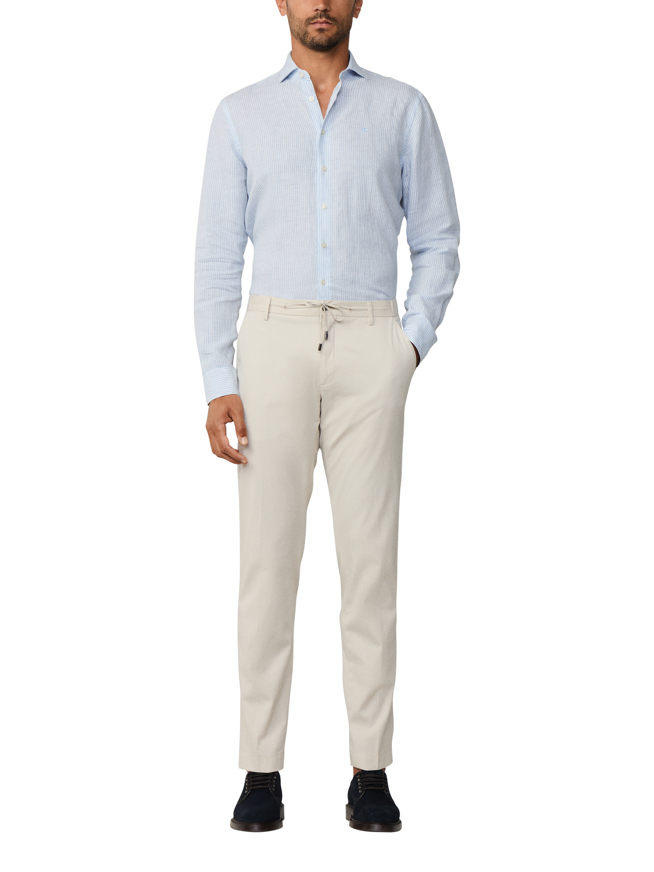Product image 2 of 7, which shows Hackett London Relaxed Fit Drawstring Trousers, Stone Beige, 28