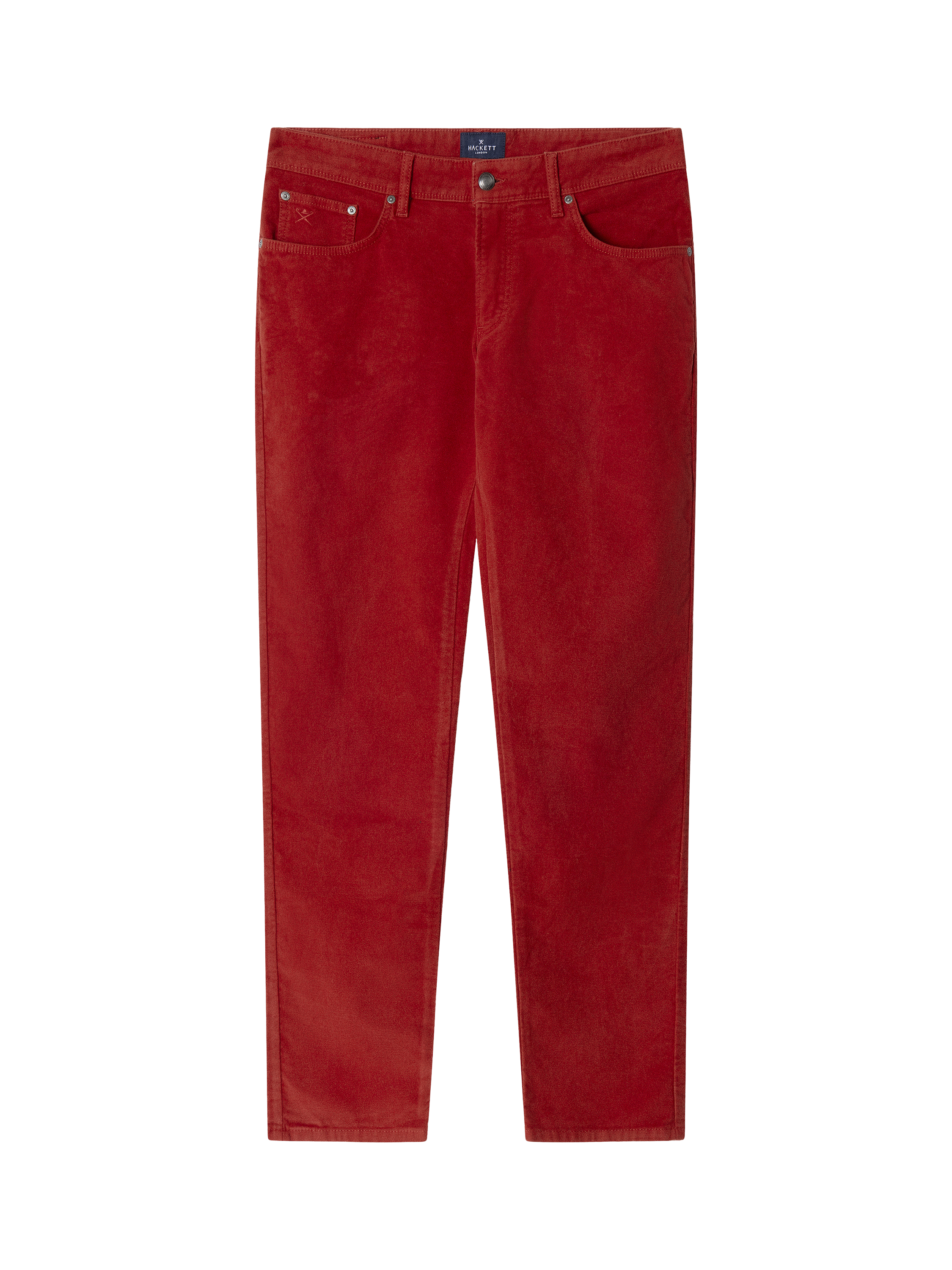 Product image 4 of 7, which shows Hackett London Trinity Regular Fit 5 Pocket Moleskin Trousers, Rust Brown, 28