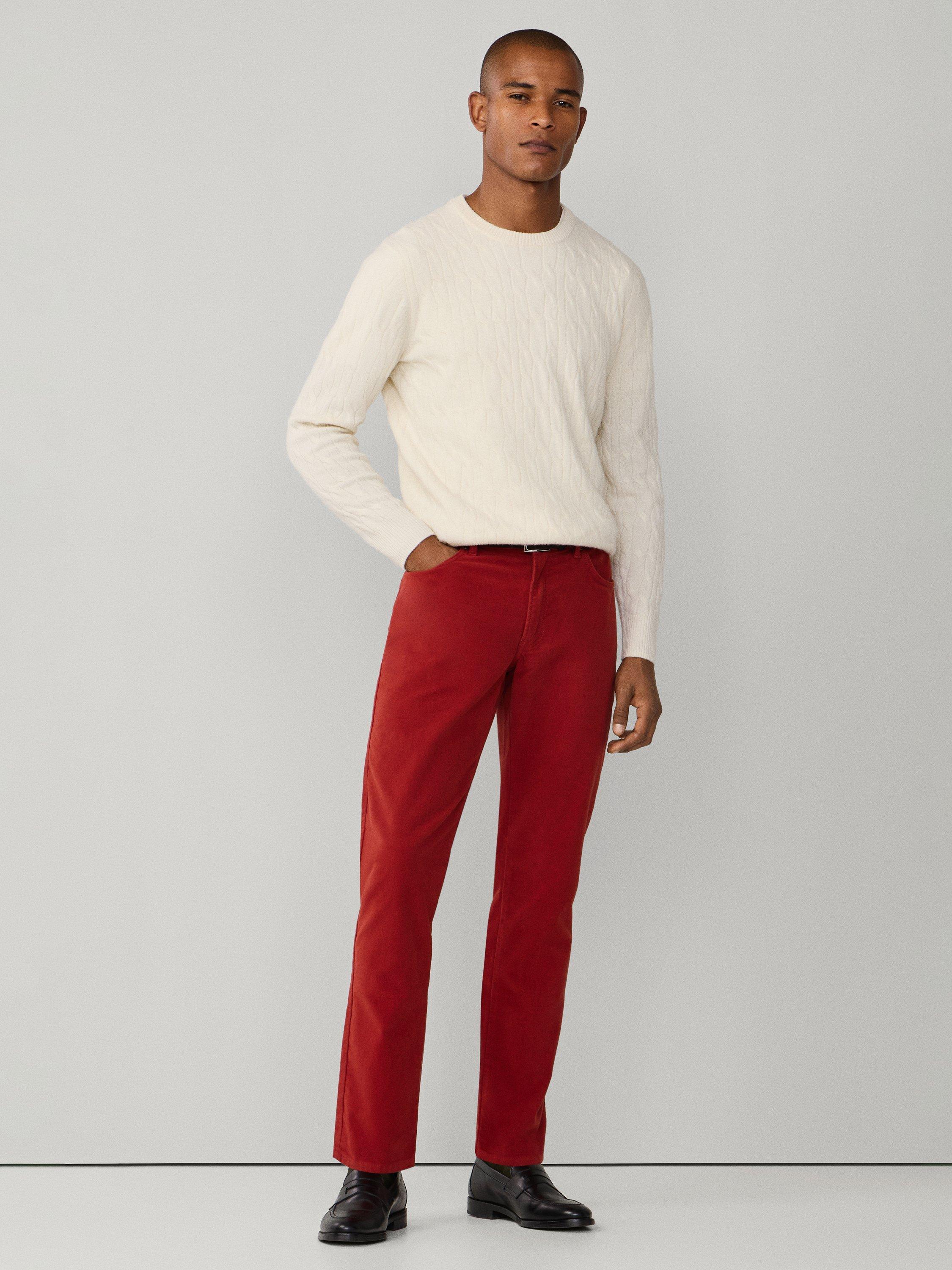 Product image 7 of 7, which shows Hackett London Trinity Regular Fit 5 Pocket Moleskin Trousers, Rust Brown, 28