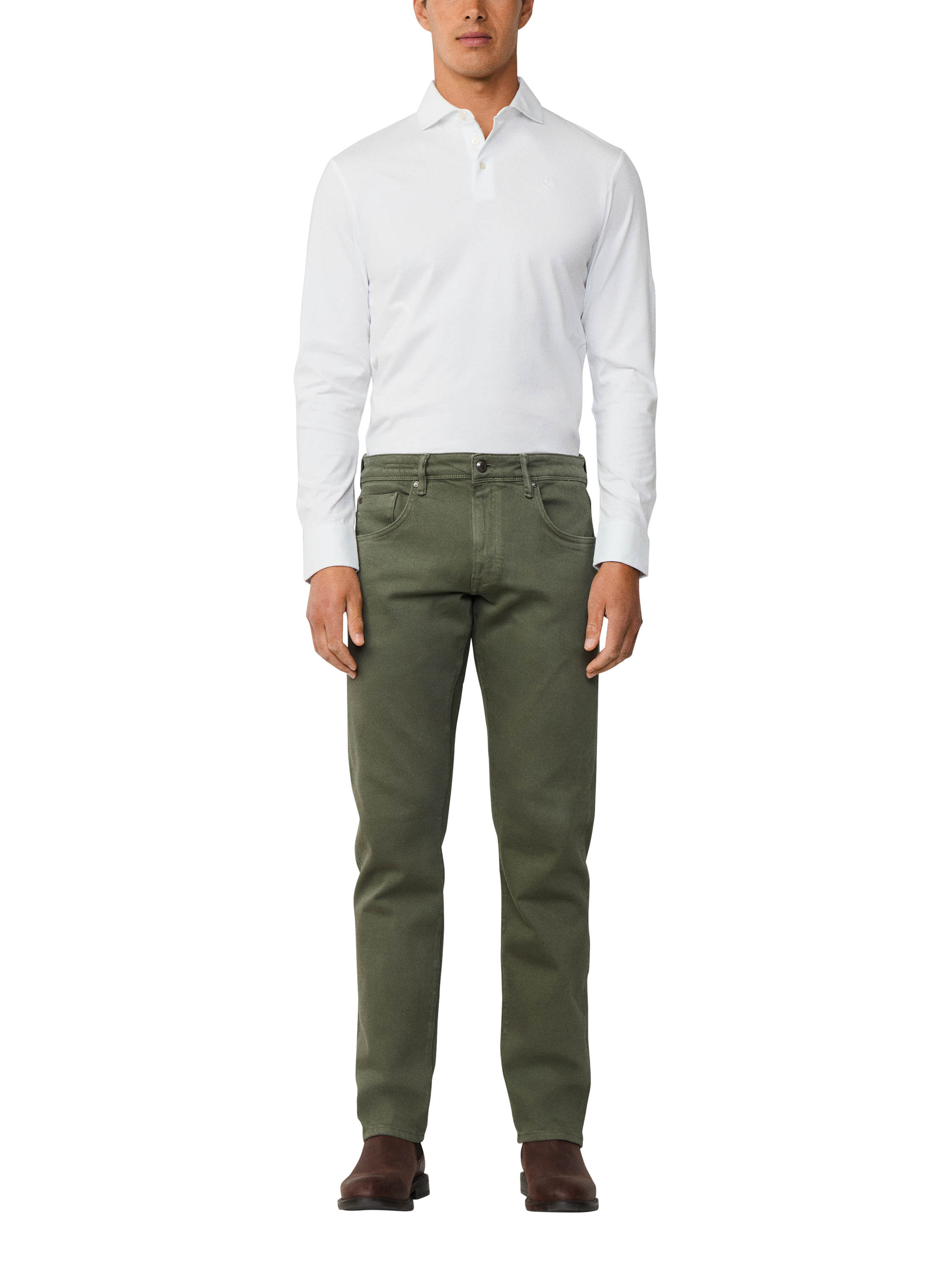 Product image 2 of 8, which shows Hackett London Classic Fit Trousers, Cargo Green, 42