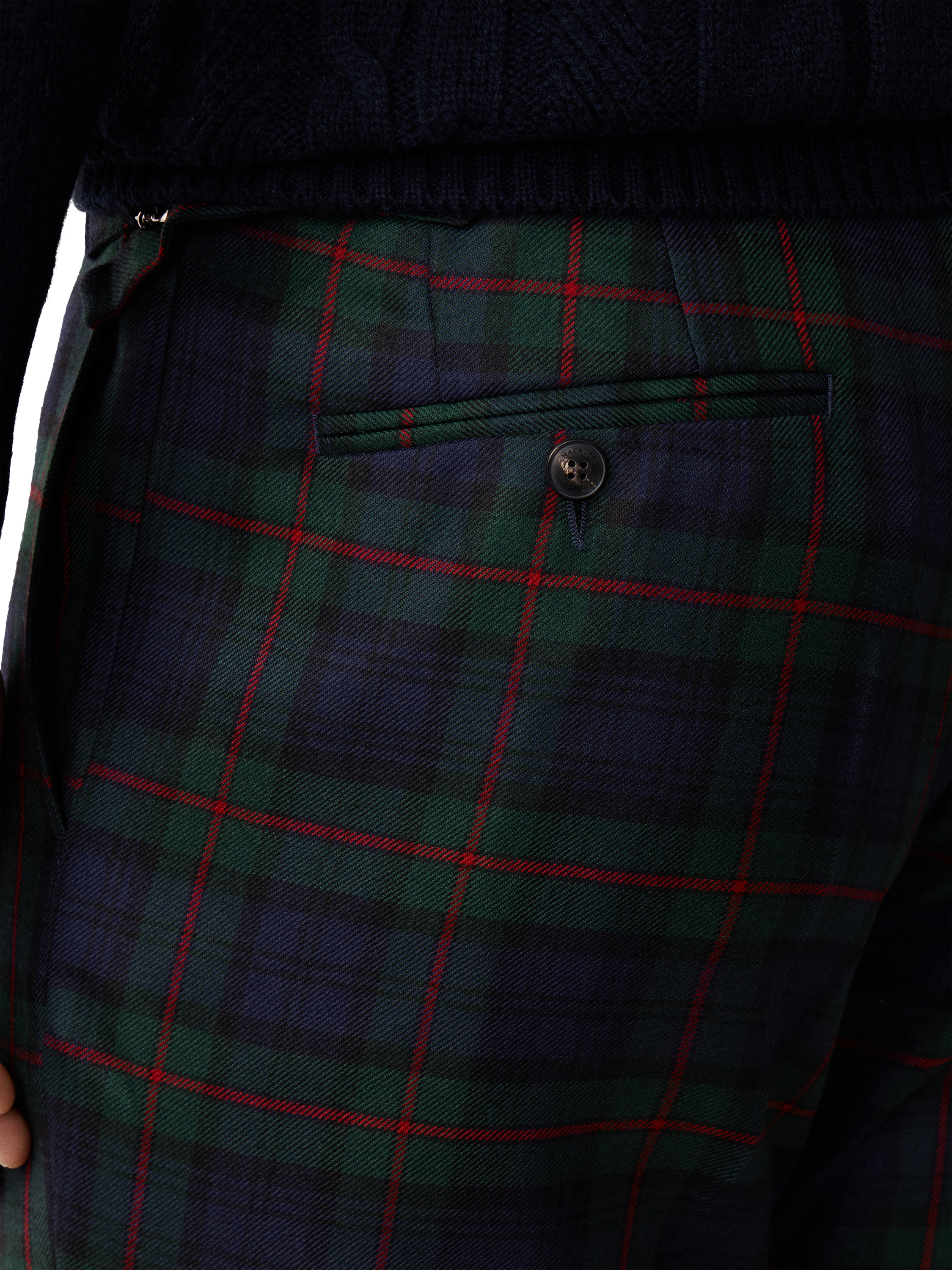 Product image 6 of 8, which shows Hackett London Check Wool Tailored Trousers, Multi, 42