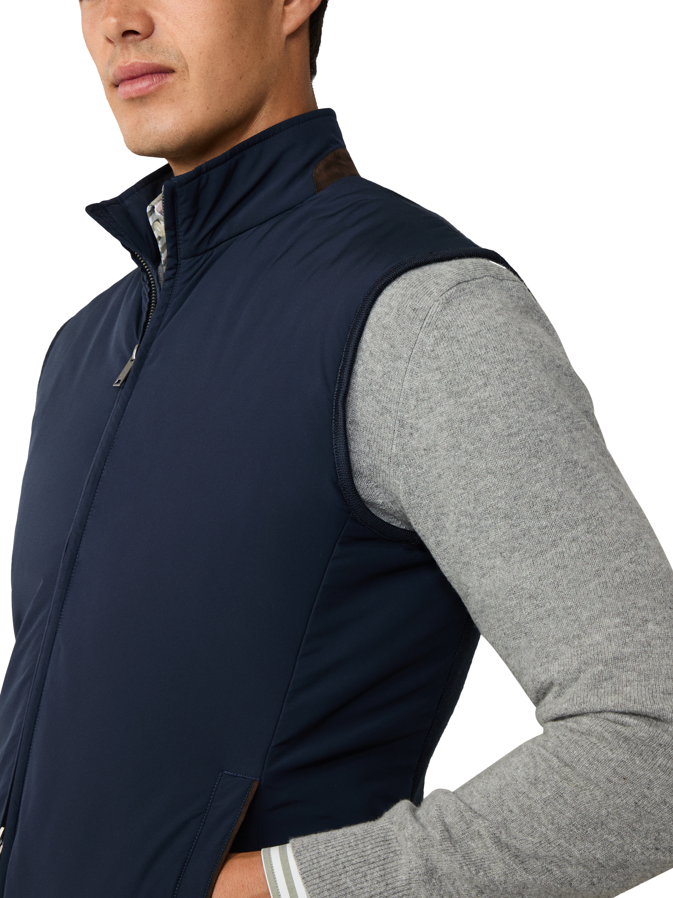 Product image 5 of 8, which shows Hackett London High Neck Padded Gilet, Midnight Blue, XXXL