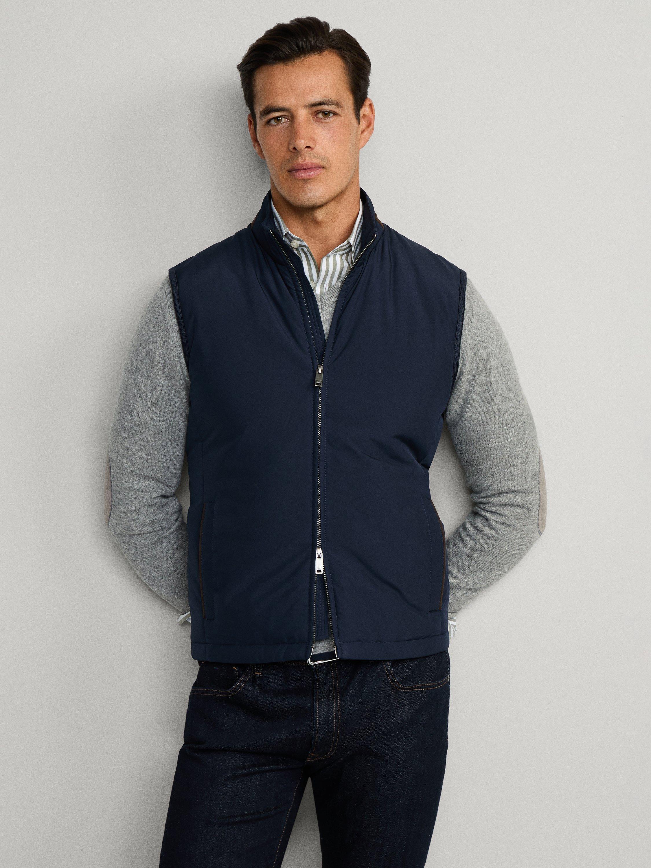 Product image 8 of 8, which shows Hackett London High Neck Padded Gilet, Midnight Blue, XXXL