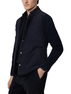 Hackett London Sleeveless Padded Waistcoat, Midnight Blue