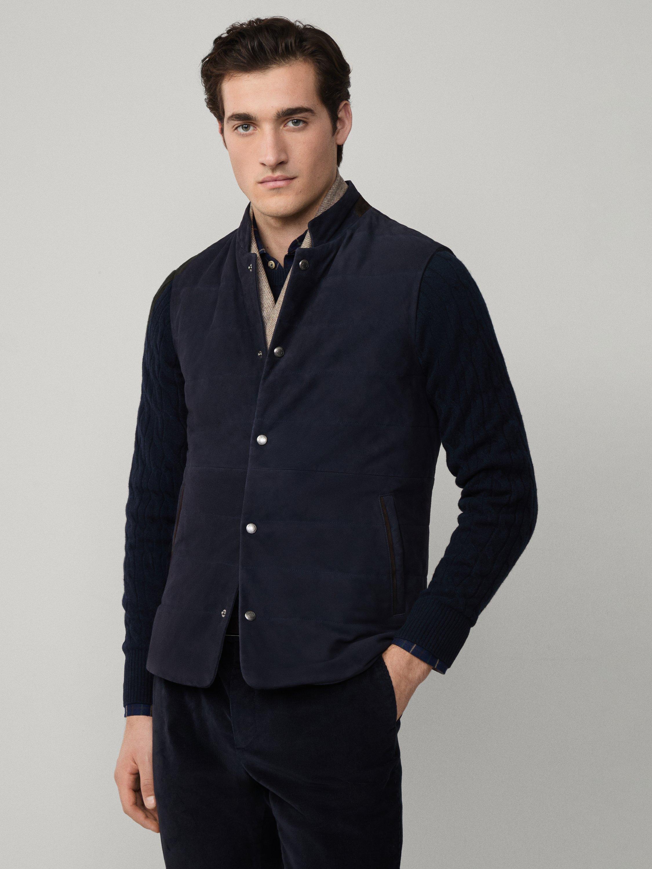 Product image 8 of 8, which shows Hackett London Sleeveless Padded Waistcoat, Midnight Blue, XS