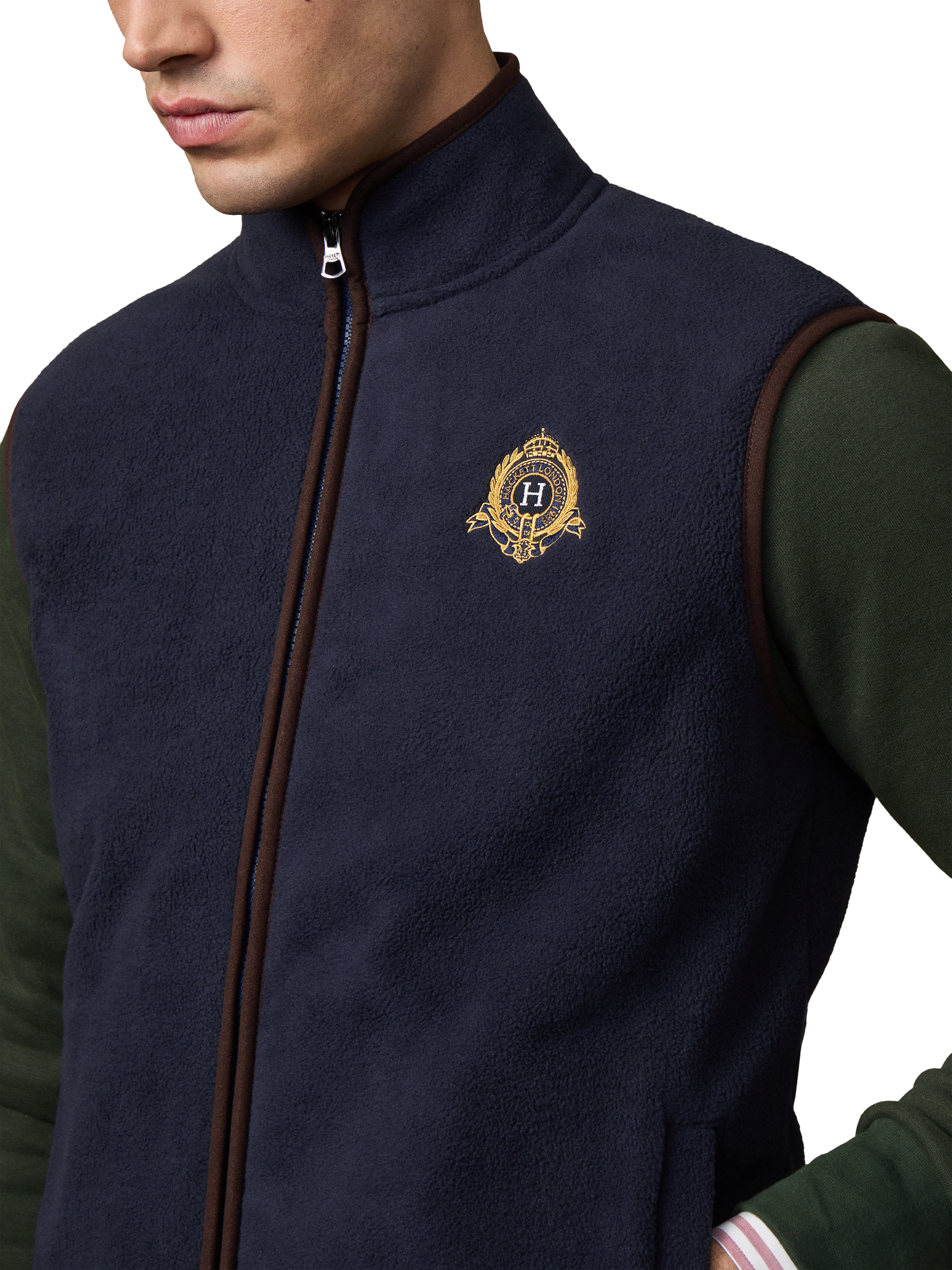 Product image 5 of 6, which shows Hackett London Tailored Zip Vest, Midnight Blue, XXL