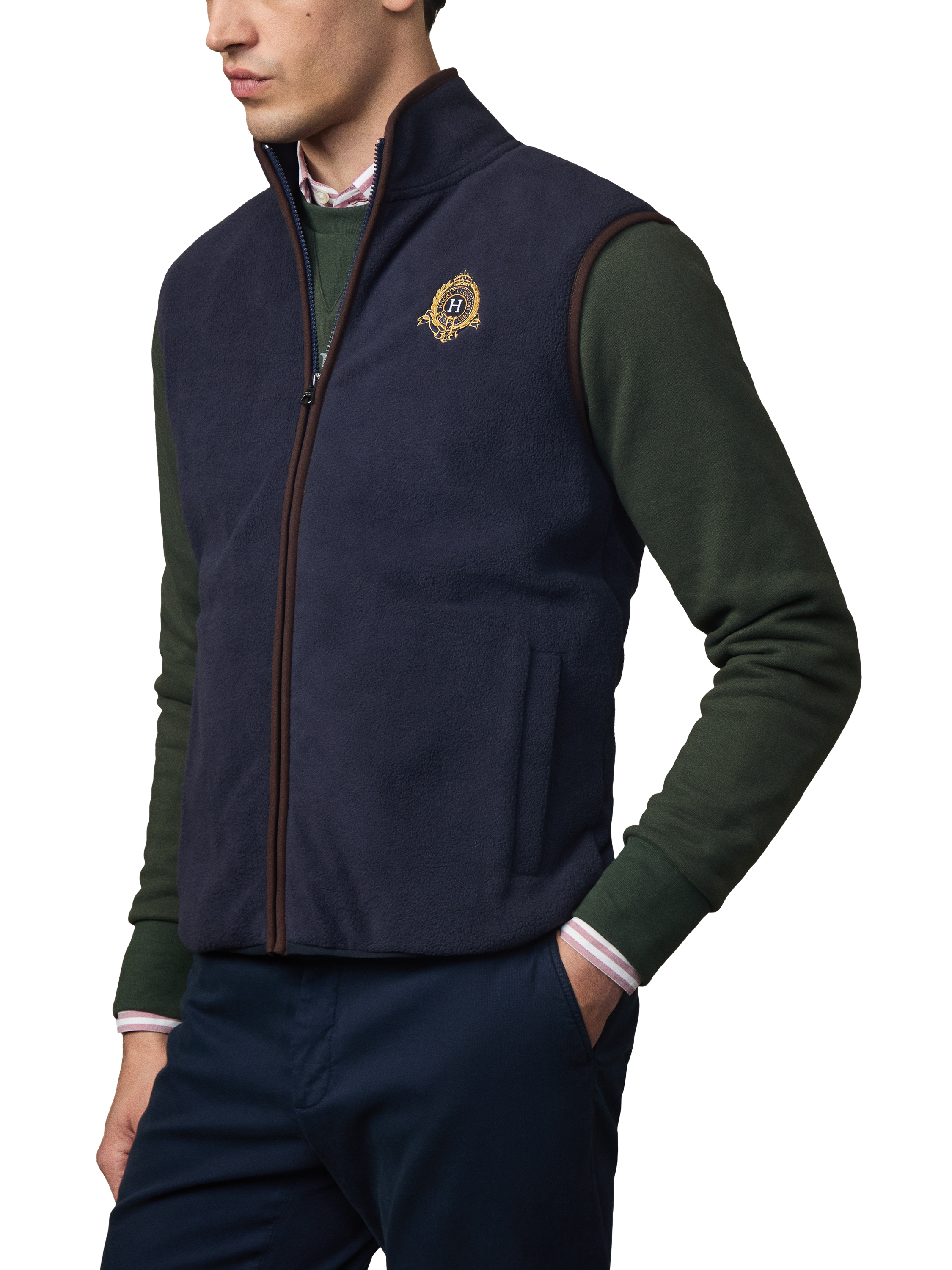 Product image 6 of 6, which shows Hackett London Tailored Zip Vest, Midnight Blue, XXL