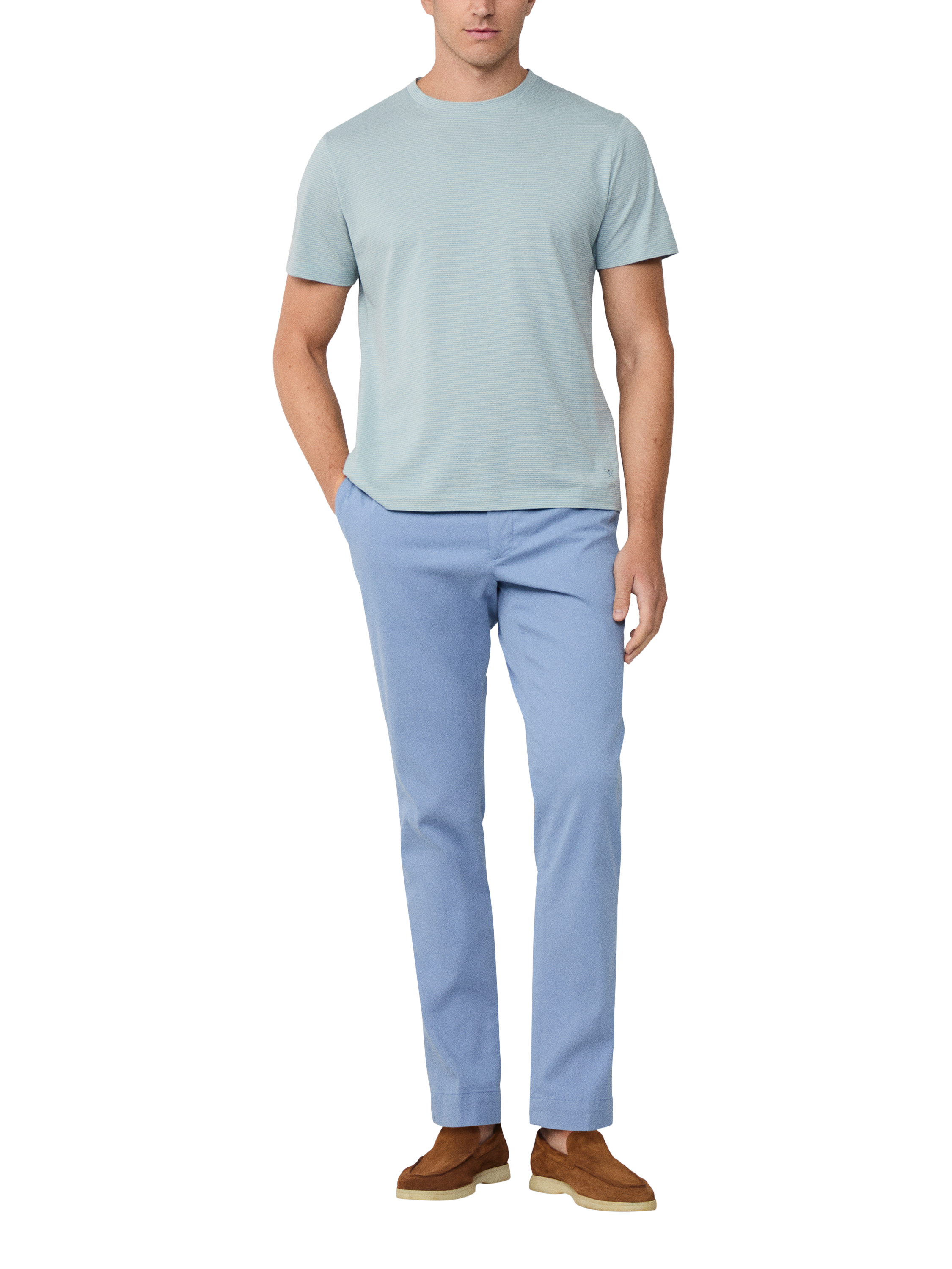 Product image 2 of 6, which shows Hackett London Cotton Short Sleeved T-Shirt, Lagoon Blue, XXL