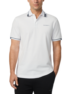 Hackett London Cotton Blend Short Sleeve Polo Shirt, Optic White
