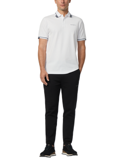 Hackett London Cotton Blend Short Sleeve Polo Shirt - view 2, Optic White