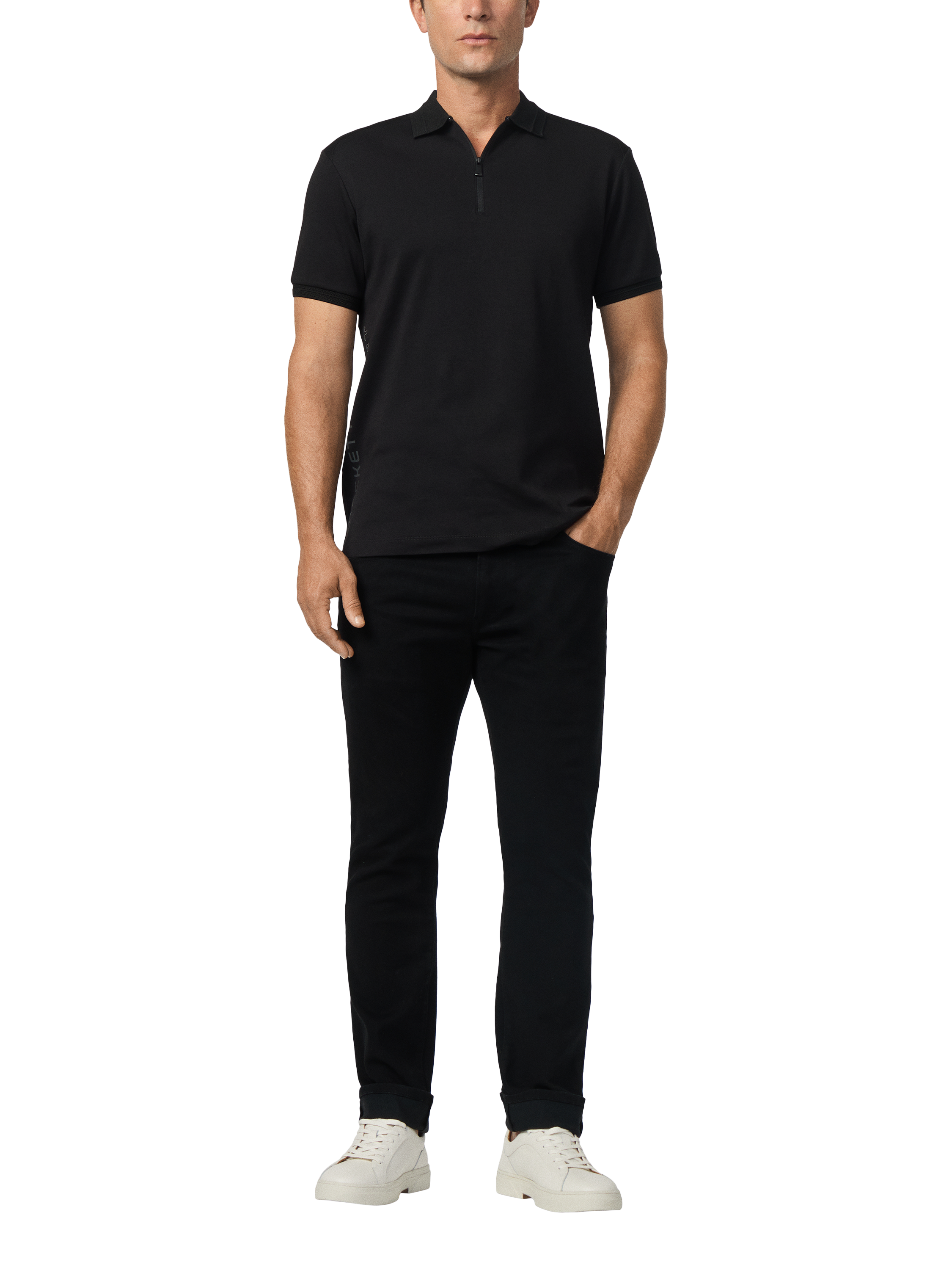 Product image 2 of 5, which shows Hackett London Cotton Short Sleeve Polo Shirt, Black, XXXL