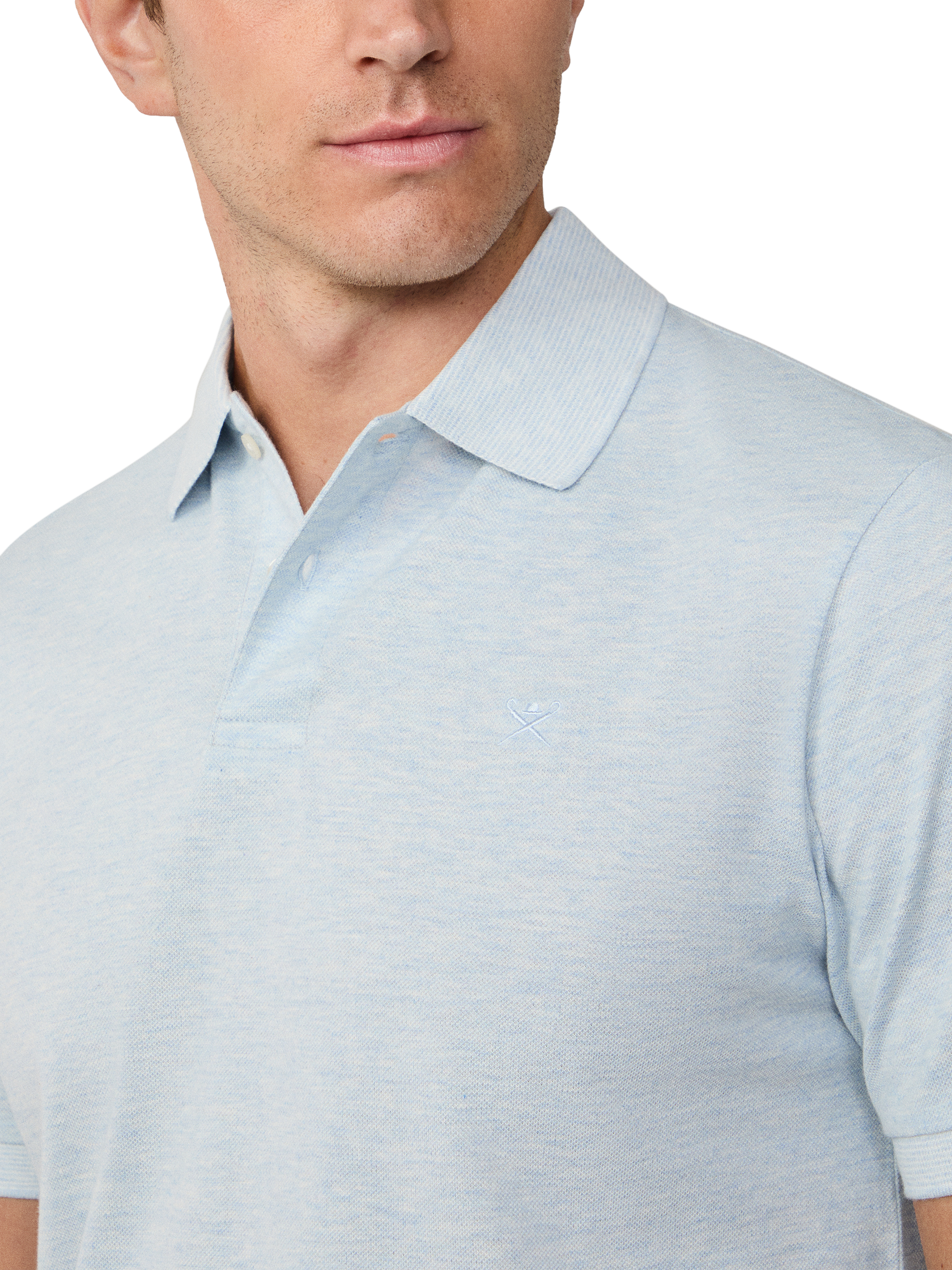Product image 5 of 5, which shows Hackett London Cotton Short Sleeve Polo Shirt, Sky Blue, XXL