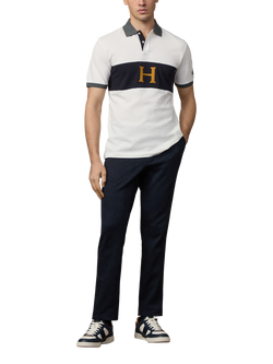 Hackett London Cotton Short Sleeve Polo Shirt - view 2, Off White/Multi