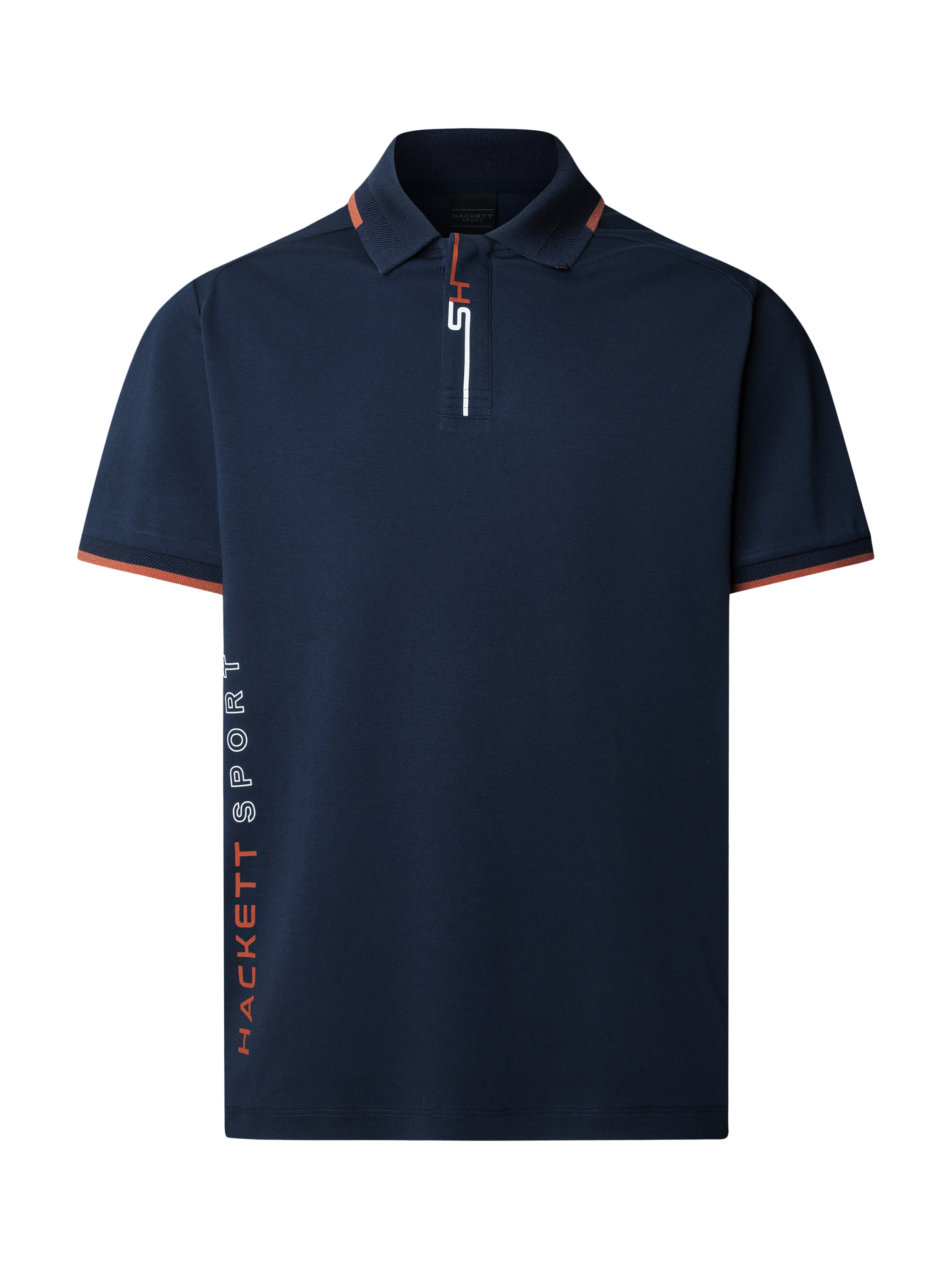 Product image 4 of 7, which shows Hackett London Cotton Short Sleeve Polo Shirt, Navy, XXL