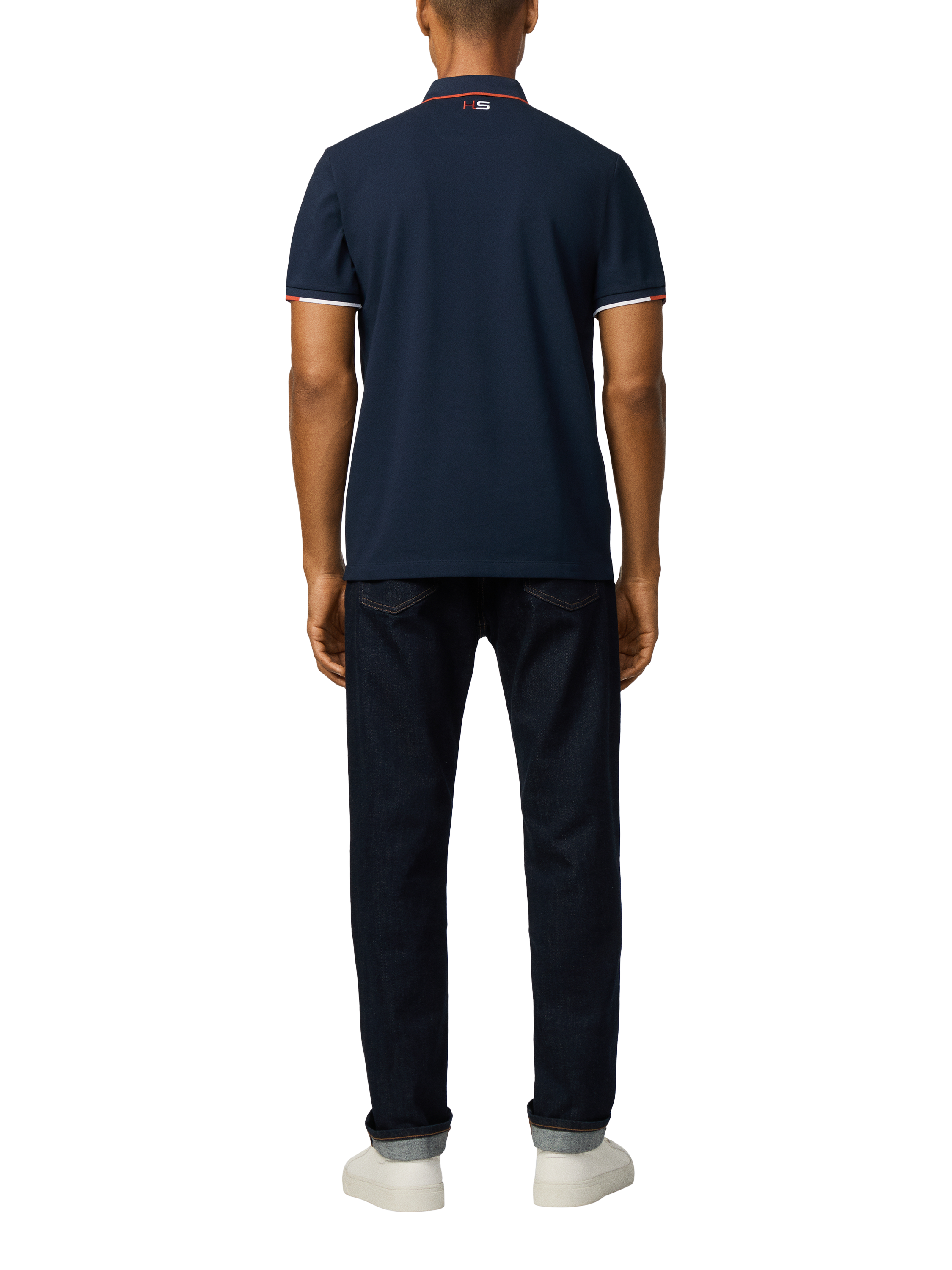 Product image 3 of 7, which shows Hackett London Cotton Blend Long Sleeve Polo Shirt, Navy, XXL